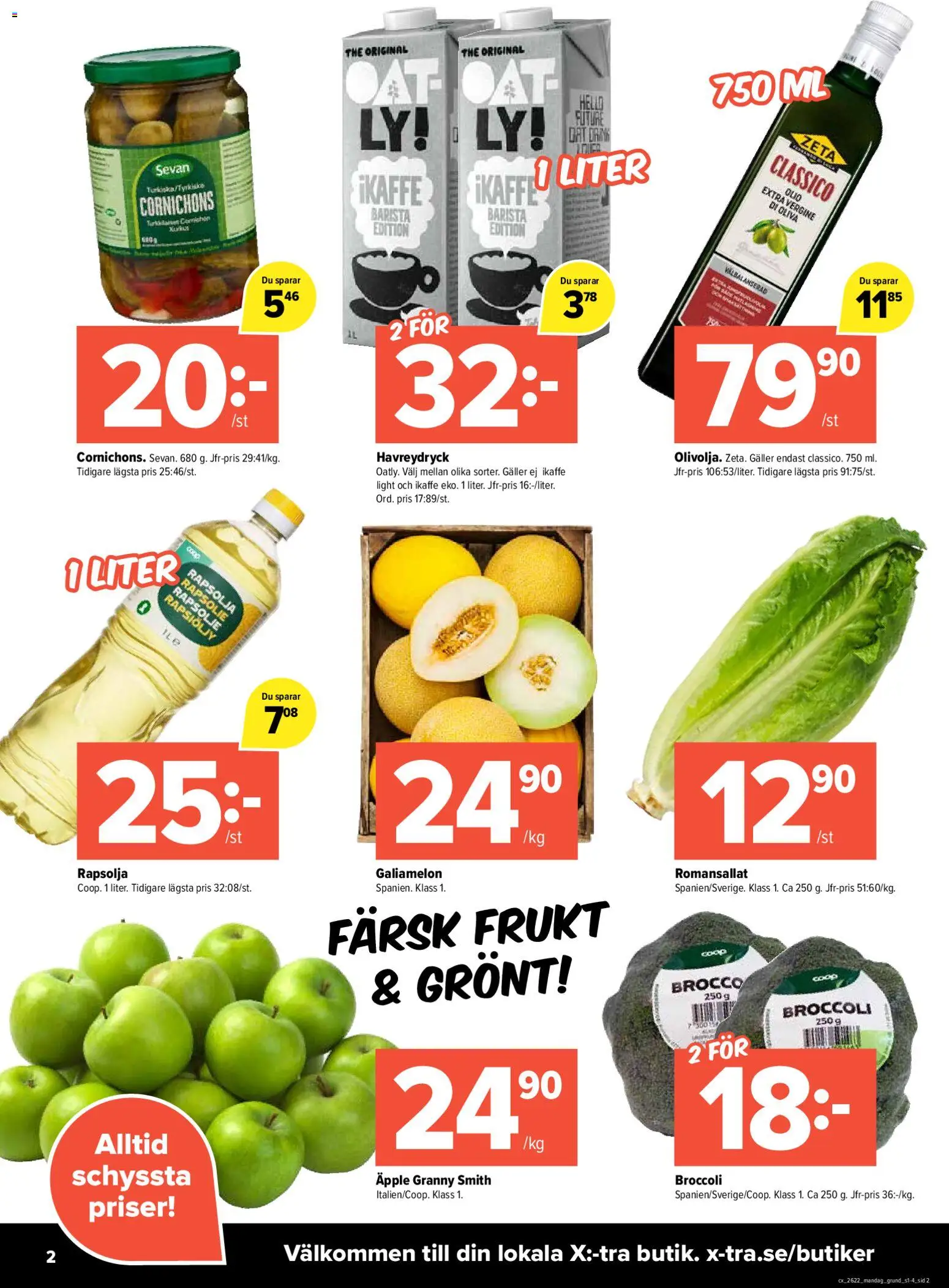 Coop X:-TRA reklamblad aktuell från 25.05.2026 | Sida: 2 | Produkter: Galler, Rapsolja, Äpple, Broccoli