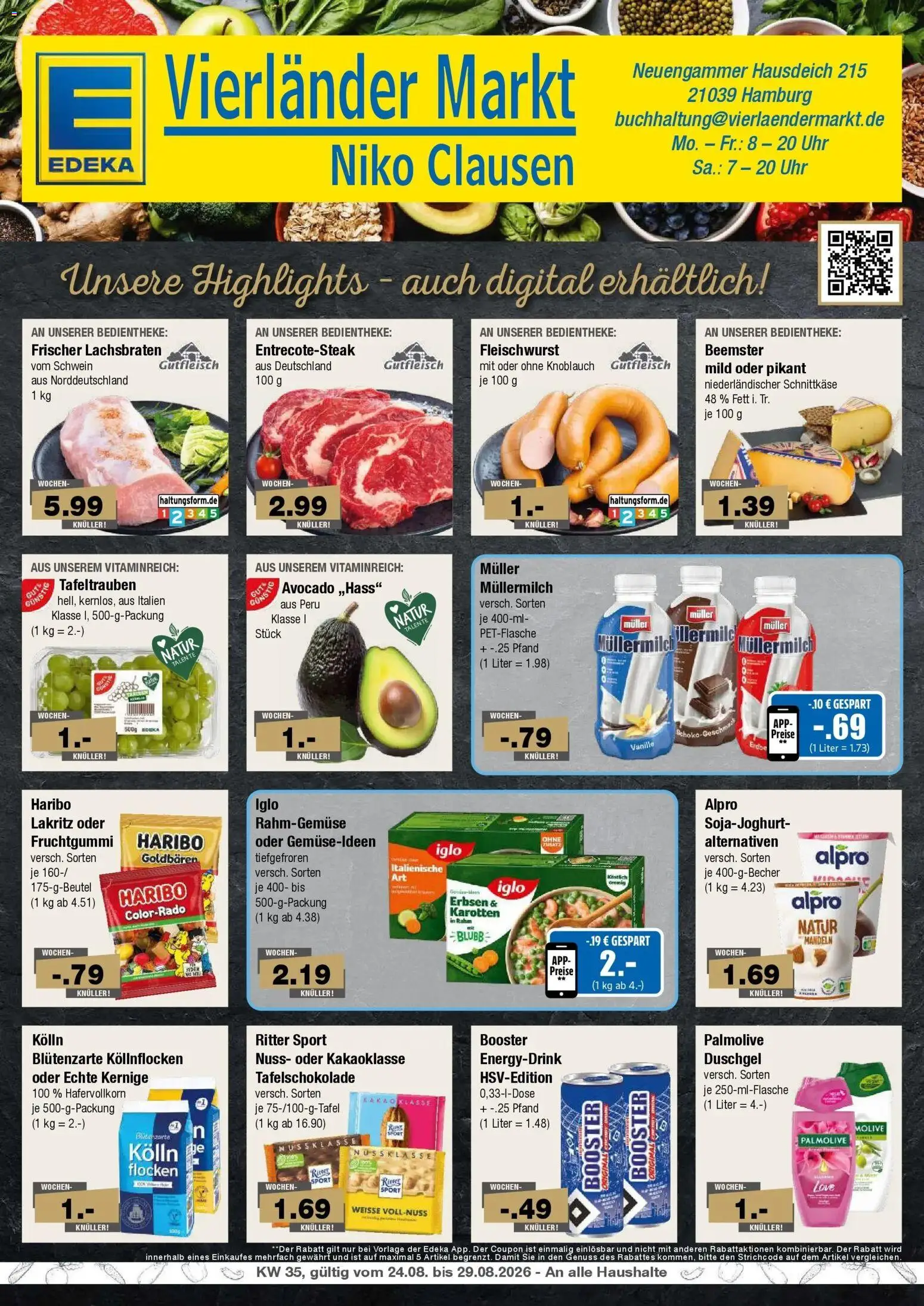 Edeka Prospekt Hamburg (ab 24.08.2026) » Angebote Online | Seite: 1 | Produkte: Mandeln, Avocado, Flocken, Uhr