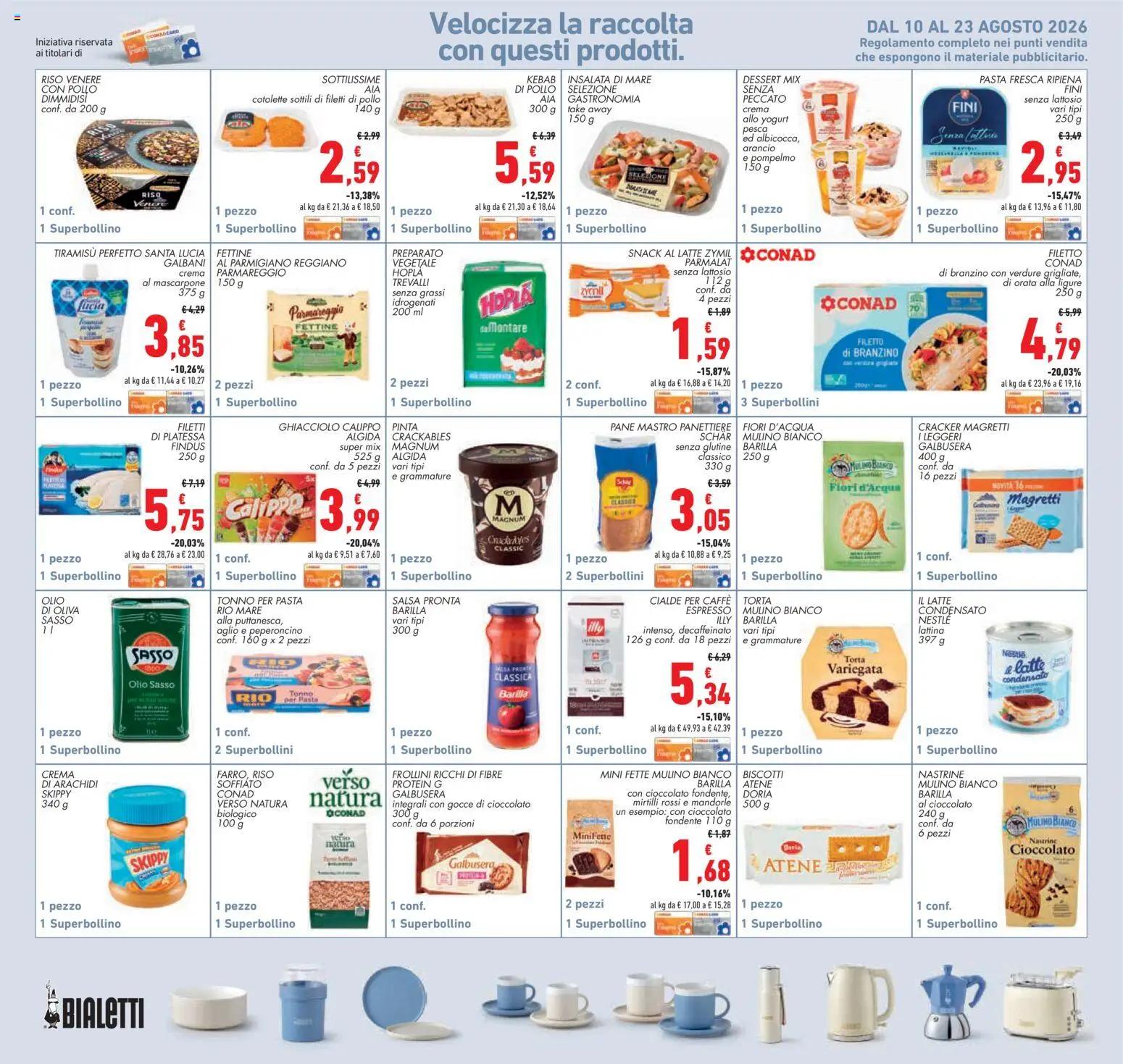 Volantino Conad del 12/08/2026 | Pagina: 21 | Prodotti: Orata, Olio, Tonno, Frollini