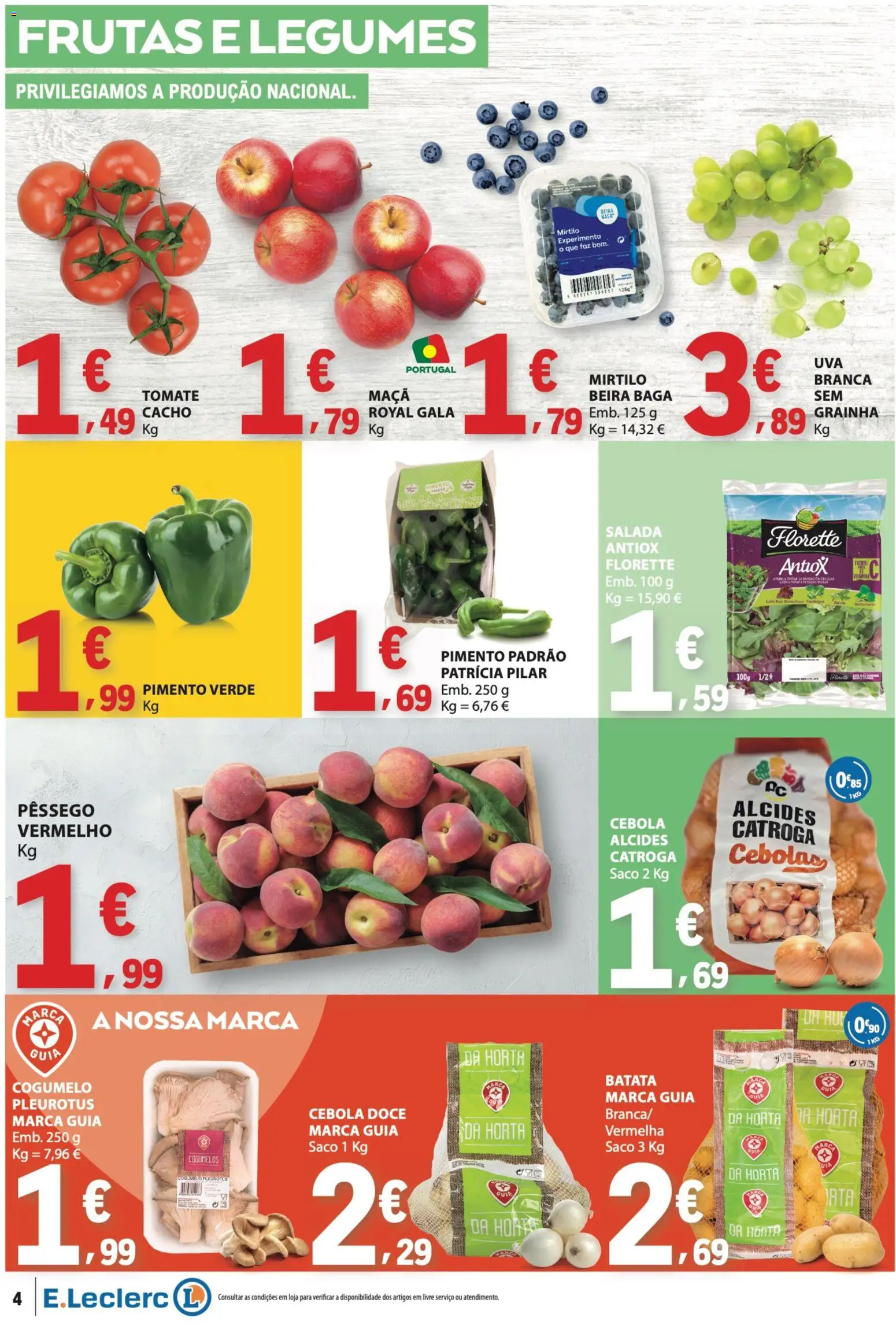 E.Leclerc folheto │ válido de 20/08/2026 | Página: 4 | Produtos: Batata, Cogumelos, Salada, Pimento