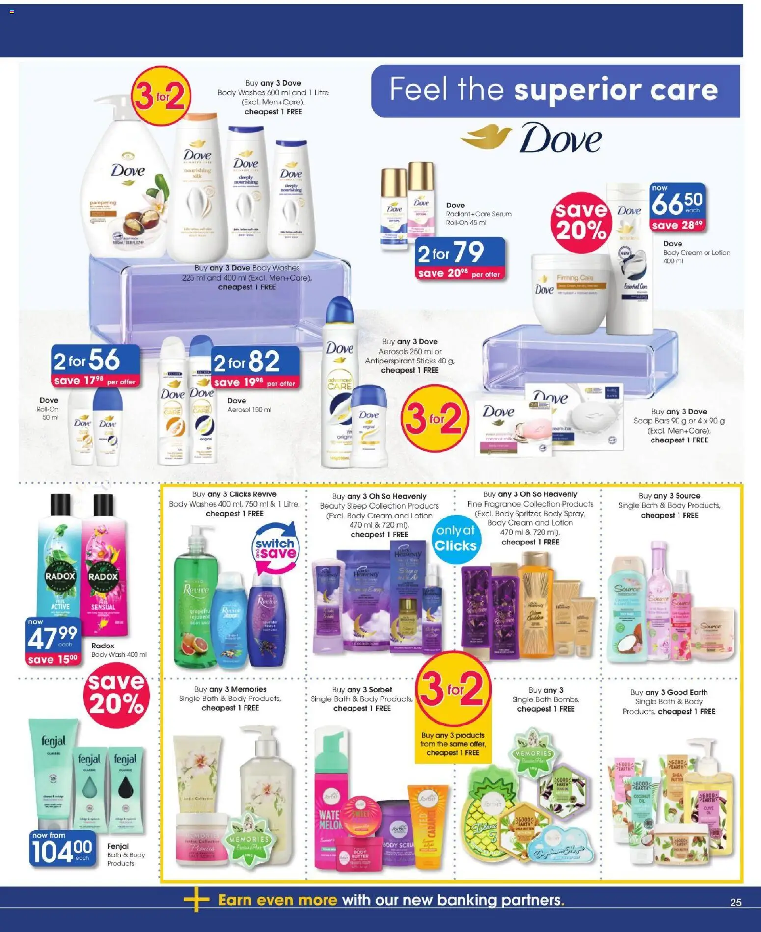 New Clicks catalogue – valid from 22/10/2026 | Page: 25 | Products: Body butter, Bath, Cream, Body wash