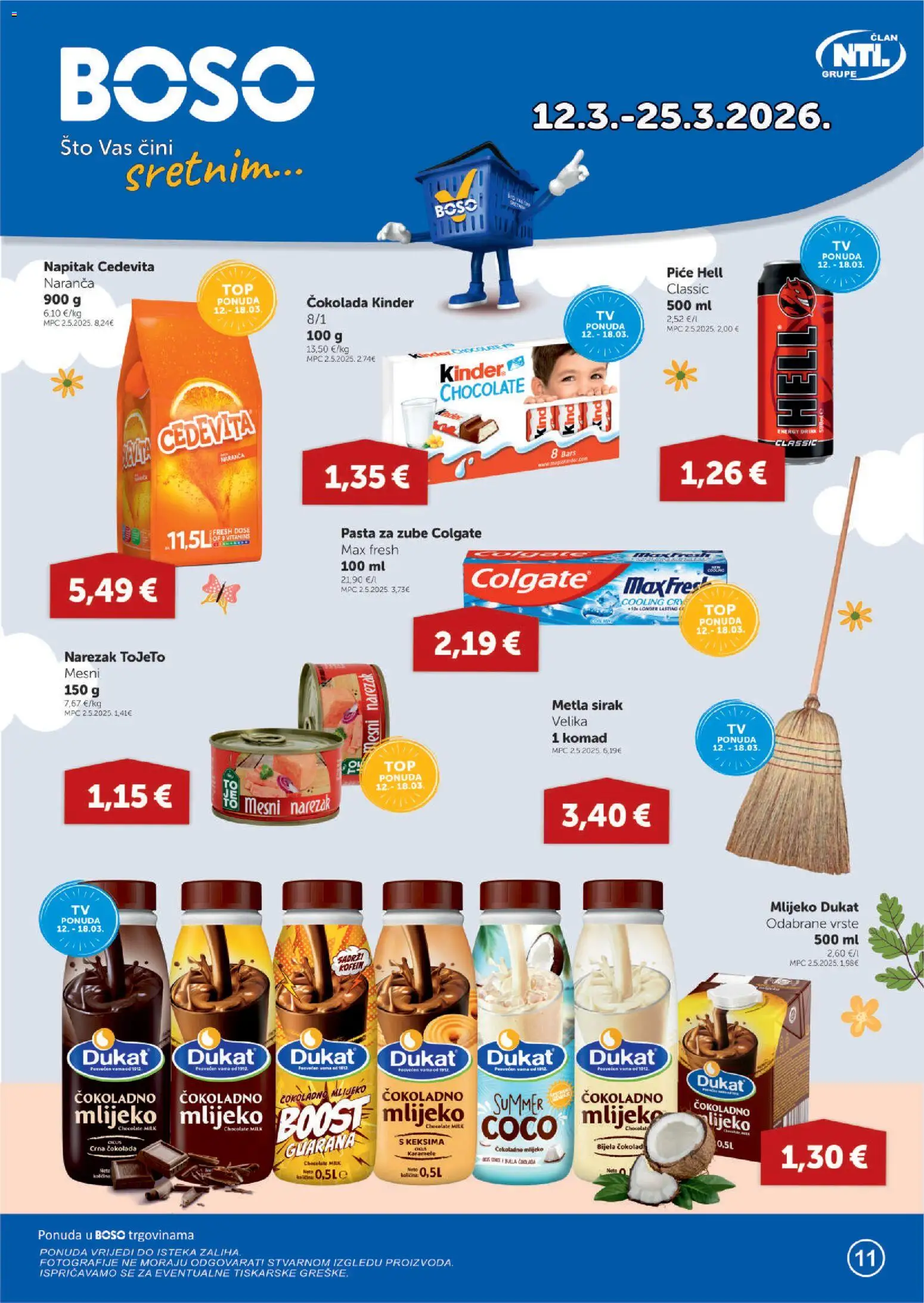 Boso katalog | vrijedi od 12.03.2026 | Stranica: 1 | Proizvodi: Čokolada, Pasta za zube, Metla, Cedevita