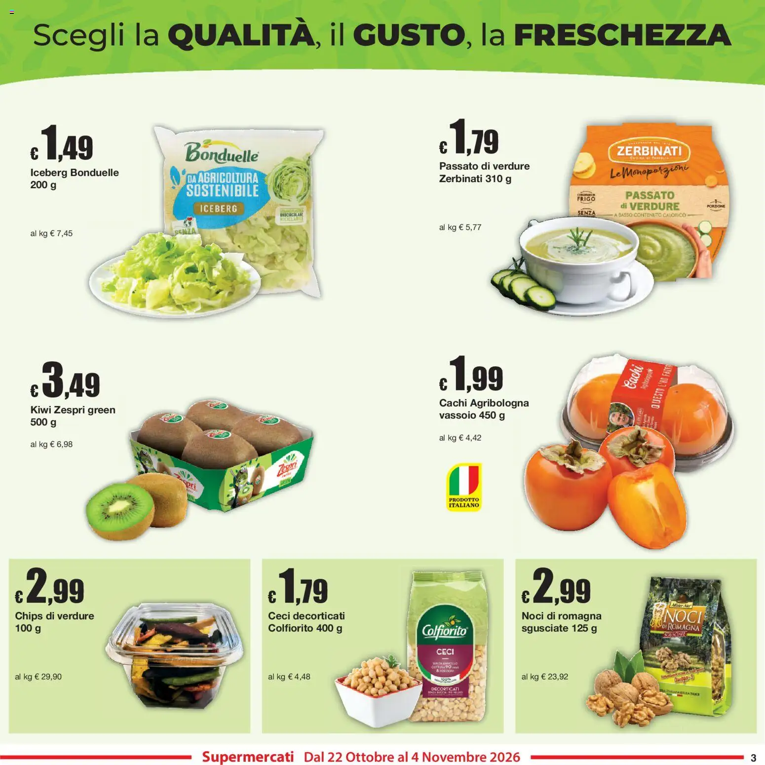 Volantino Sì con Te del 22/10/2026 | Pagina: 3 | Prodotti: Verdure, Noci, Basso, Vassoio