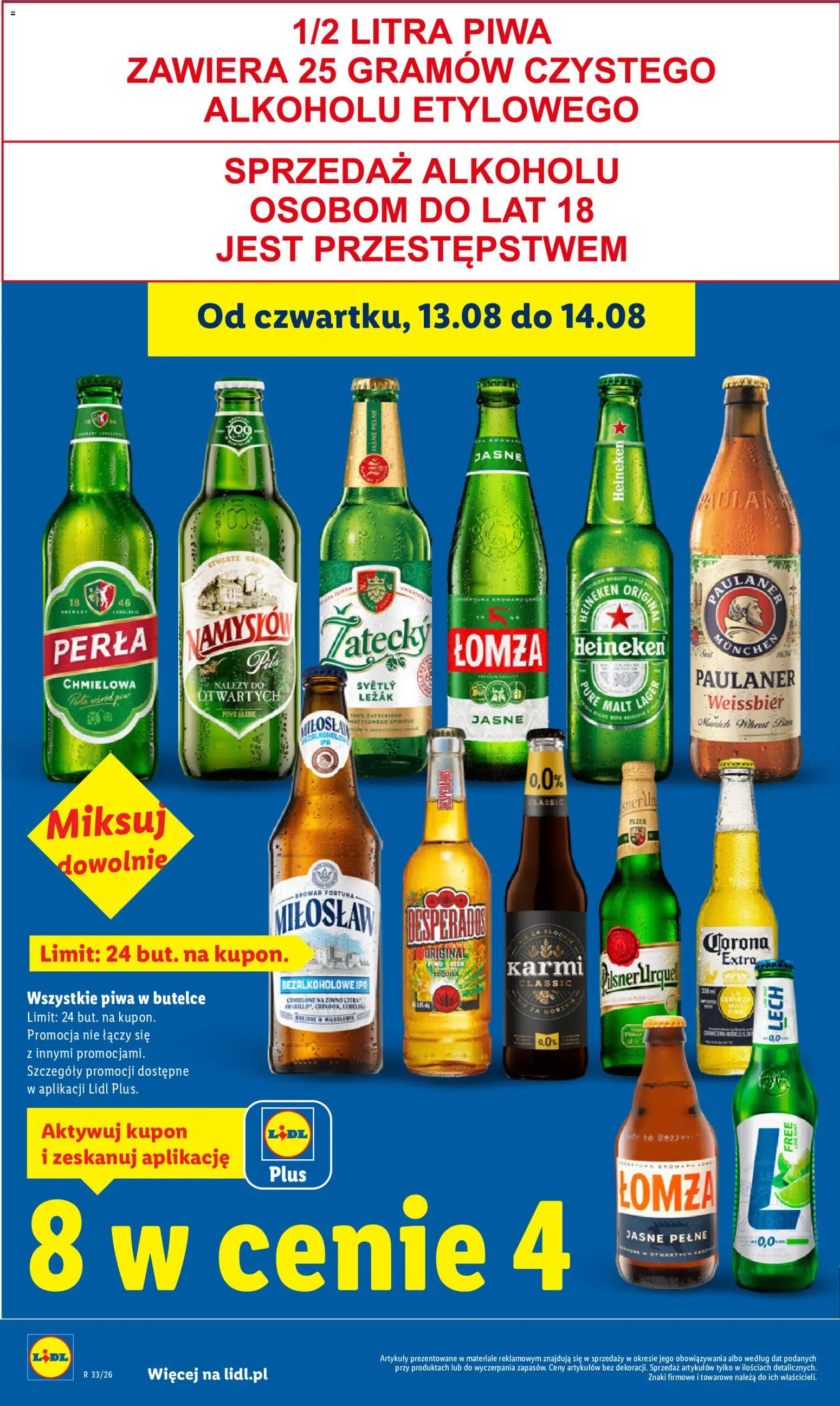 Lidl Polsko leták od 12.08.2026 | Strana: 10 | Produkty: Heineken, Desperados, Pilsner, Perla