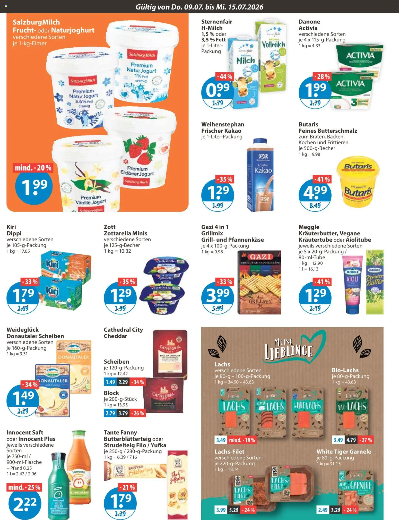V-Markt Angebote – gültig ab 09.07.2026 | Seite: 6 | Produkte: Activia, Butterschmalz, Milch, Lachs