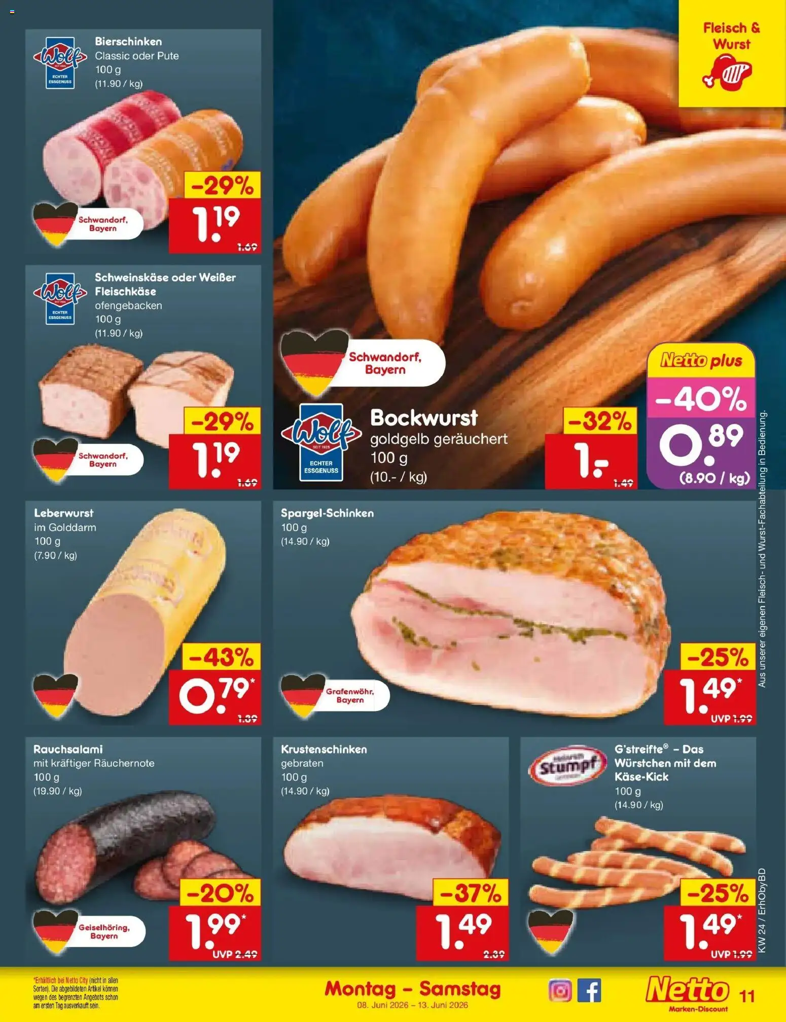 Netto Marken-Discount Prospekt Velden – gültig ab 08.06.2026 | Seite: 17 | Produkte: Bockwurst, Pute, Wurst, Fleisch
