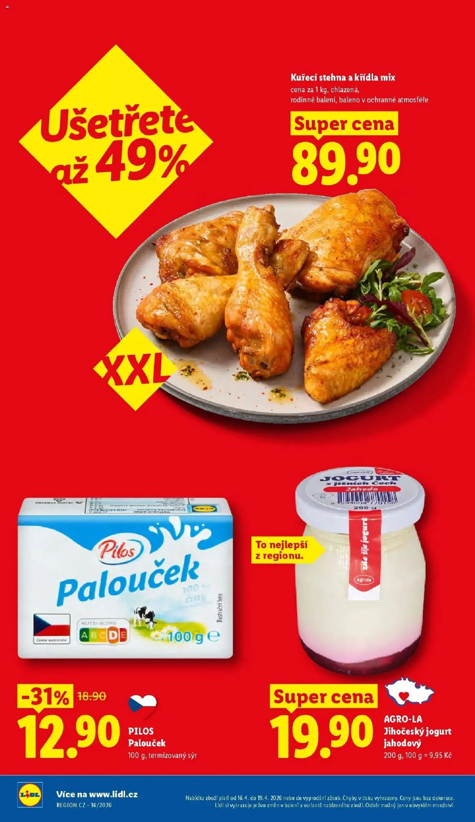 Lidl aktuální leták od 16.04.2026 | Strana: 2 | Produkty: Sýr, Jogurt, Kuřecí stehna