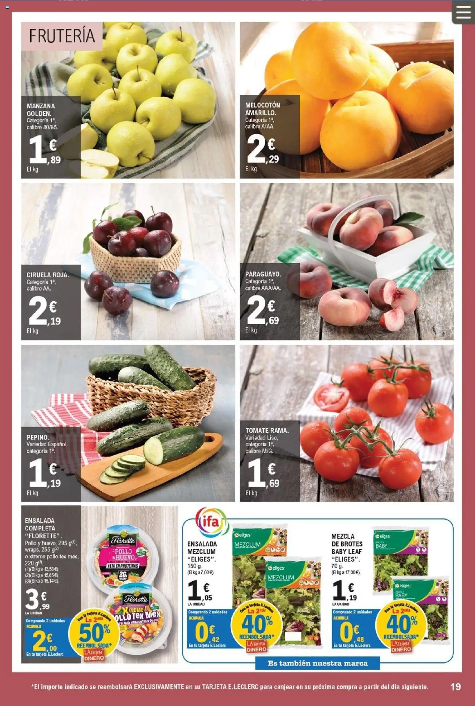 E.Leclerc Trujillo │ válido desde el 01/07/2026 | Página: 19 | Productos: Manzana, Ensalada