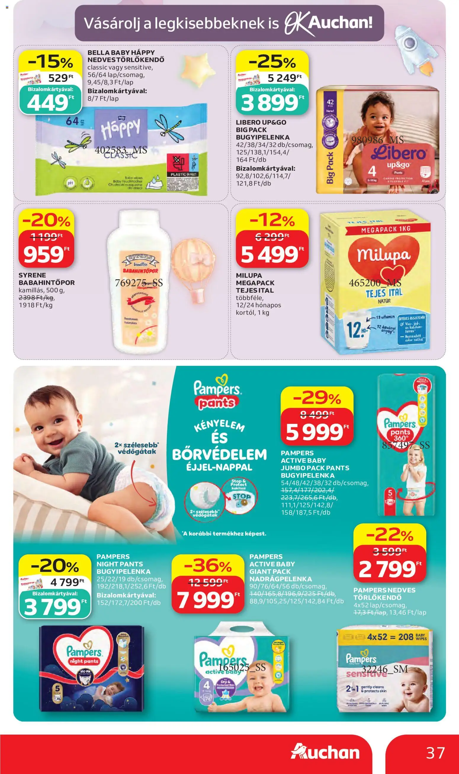 Auchan akciós ujság - amely érvényes a következő dátumtól: 28.05.2026 | Oldal: 37 | Termékek: Pampers, Törlőkendő