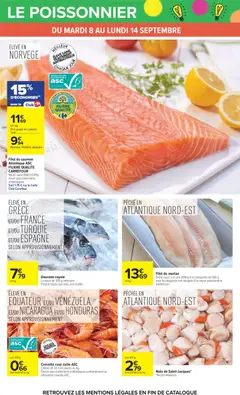 Carrefour - Prévisualisation de Filet de saumon Atlantique ASC, Nourri sans OGM (<0,9%), élevé sans traitements antibiotiques. valide à partir de 08/09/2026 | Page: 36 | Produits: Poissonnerie, Sable, Saumon, Daurade royale