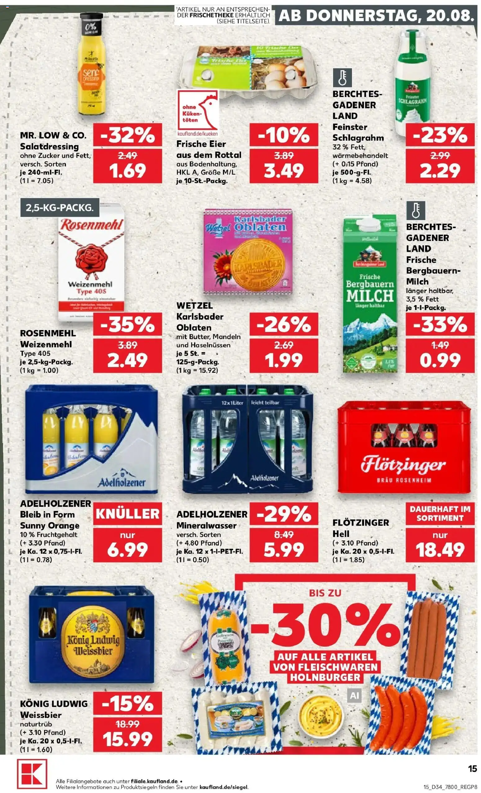 Prospekt Kaufland ab 20.08.2026 » Angebote Online zum Blättern | Seite: 15 | Produkte: Eier, Mandeln, Mineralwasser, Zucker