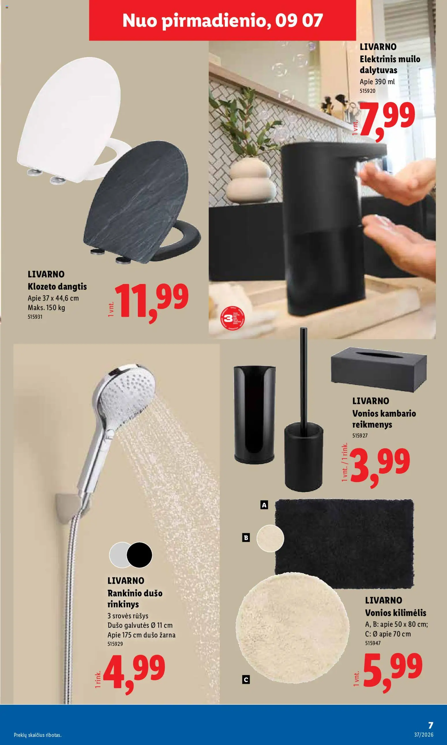 LIDL akcijos nuo 2026.09.07 | Puslapis: 7 | Prekių: Kilimėlis, Vonios kilimėlis