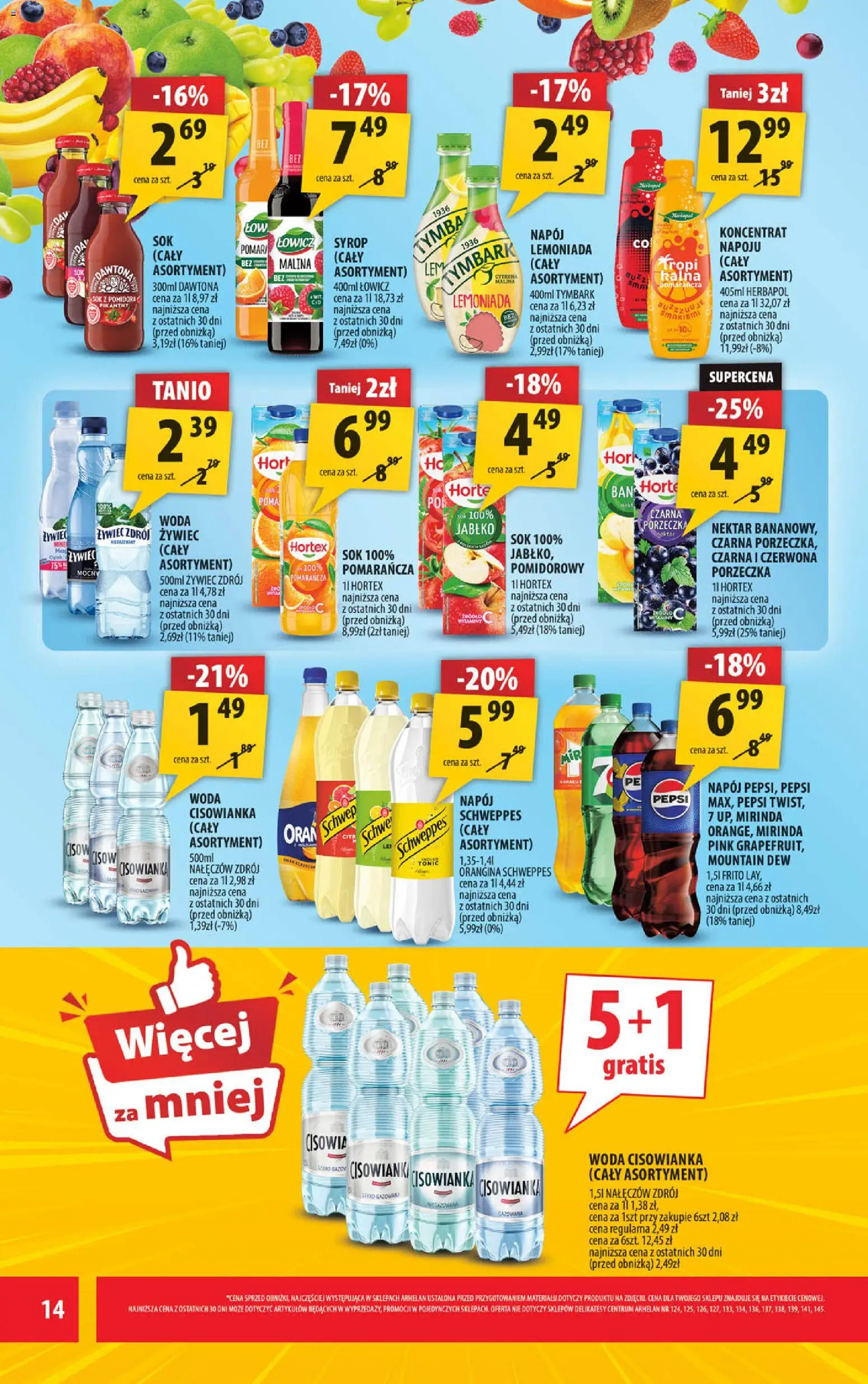 Arhelan gazetka od 22.05.2026 | Strona: 14 | Produkty: Cytryna, Malina, Pepsi, Porzeczka