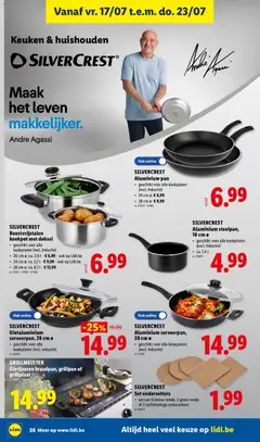 SILVERCREST Aluminium pan, Aluminium pan, suitable for all stovetops (excl. induction). 24 cm Ø: € 6,99. 28 cm Ø: € 8,99. - Voorbeeld van een folder van Lidl, geldig van 13/07/2026 | Pagina: 28 | Producten: Grill, Pot, Pan
