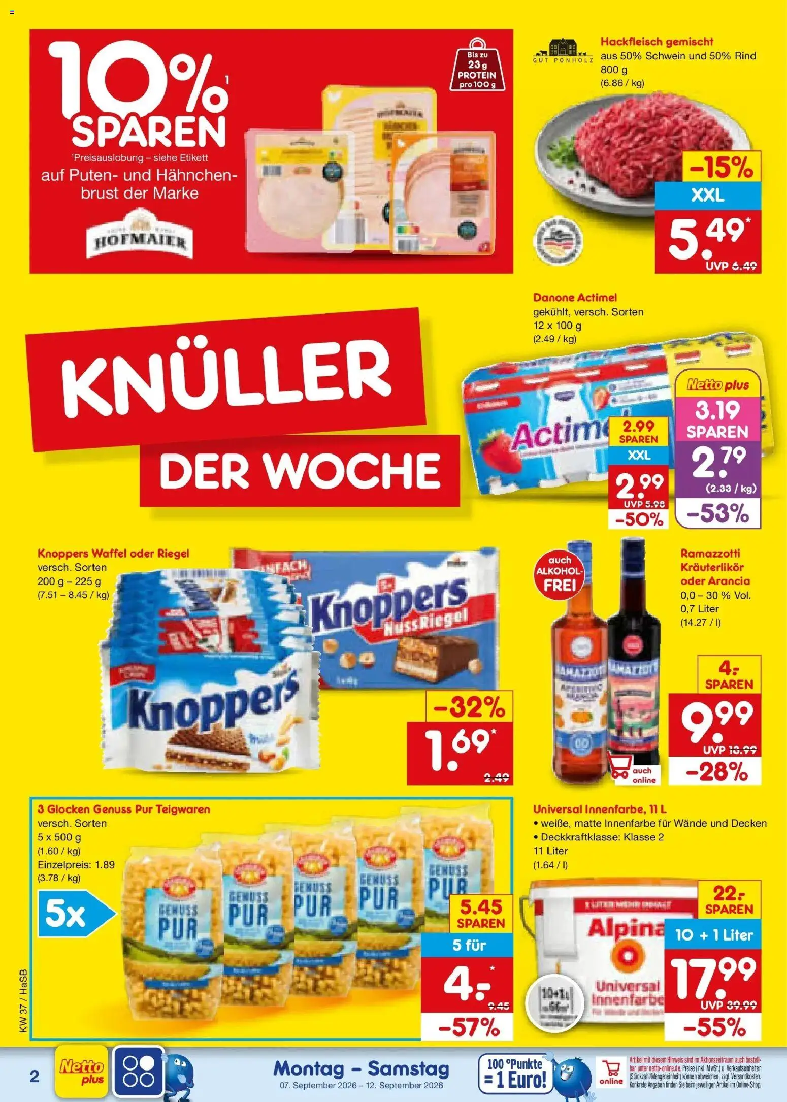 Netto Marken-Discount Prospekt Unna – gültig ab 07.09.2026 | Seite: 4 | Produkte: Alkohol, Knoppers, Ramazzotti, Hackfleisch