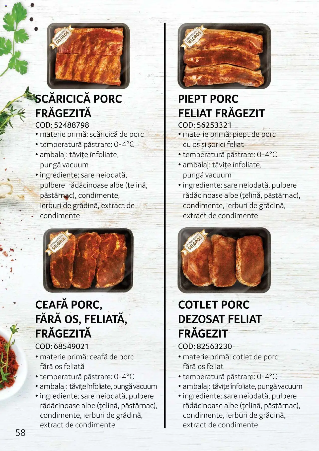 Noul catalog Selgros – valabil de la 27.04.2023 | Pagină: 58 | Produse: Pungă, Cotlet porc, Condimente, Sare