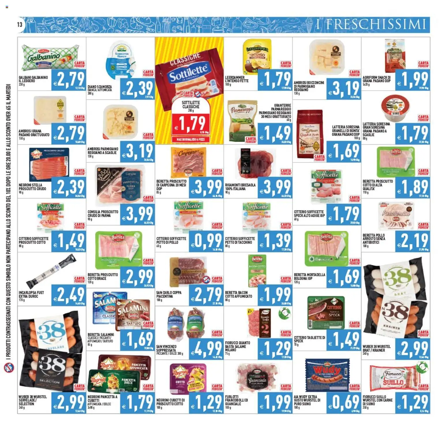 Volantino PIM Supermercati del 22/07/2026 | Pagina: 13 | Prodotti: Arrosto, Prosciutto Crudo, Pancetta, Mortadella