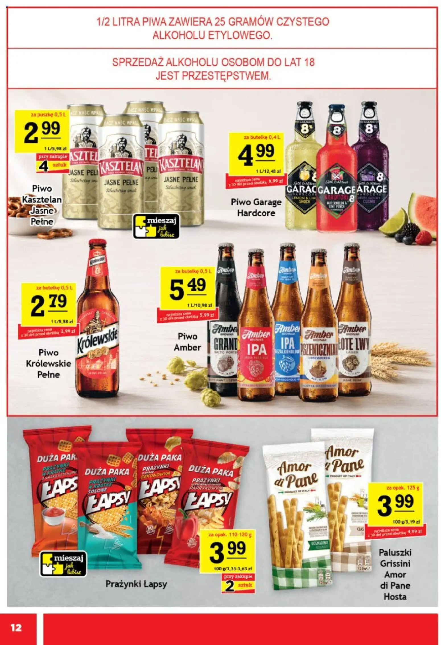Gram Market gazetka od 26.08.2026 | Strona: 12 | Produkty: Piwo Garage, Paluszki, Piwo Królewskie, Piwo