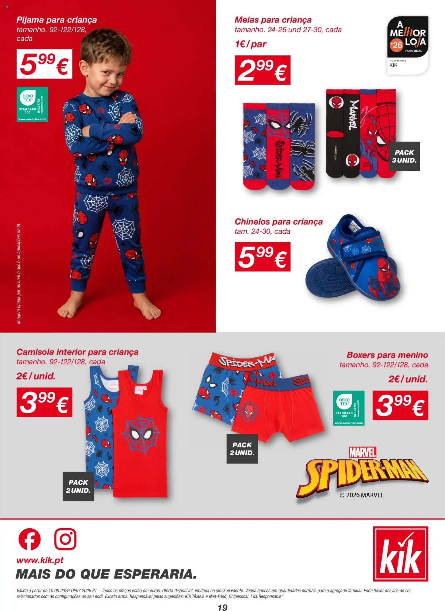 KIK folheto │ válido de 10/08/2026 | Página: 19 | Produtos: Chinelos, Pijama, Camisola, Meias