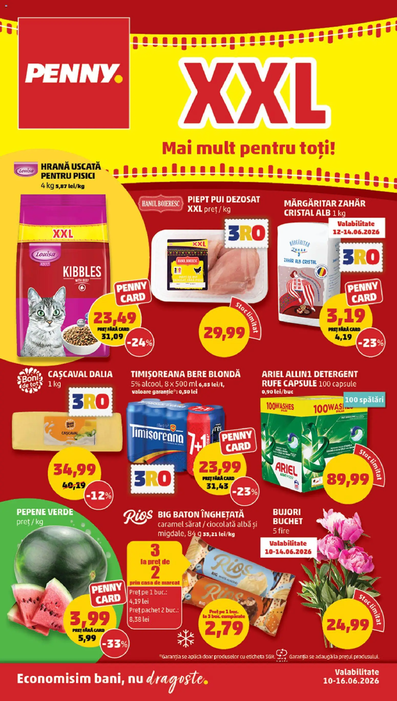 Noul catalog PENNY – valabil de la 10.06.2026 | Pagină: 1 | Produse: Pepene Verde, Cașcaval, Bere, Înghețată