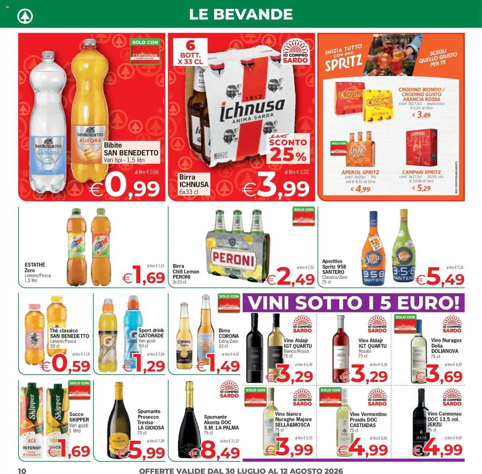 Volantino Eurospar del 30/07/2026 | Pagina: 10 | Prodotti: Birra, The, Arancia, Vino bianco