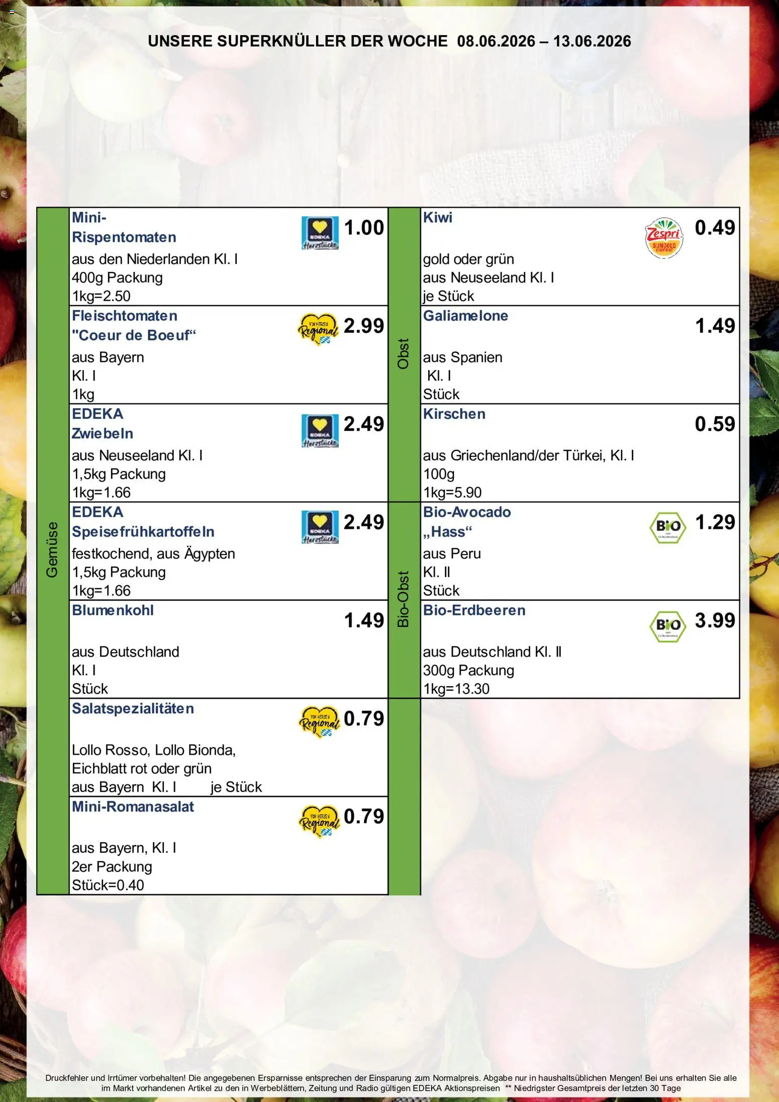 Simmel Bayern – gültig ab 08.06.2026 | Seite: 8 | Produkte: Kirschen, Gemüse, Obst, Radio