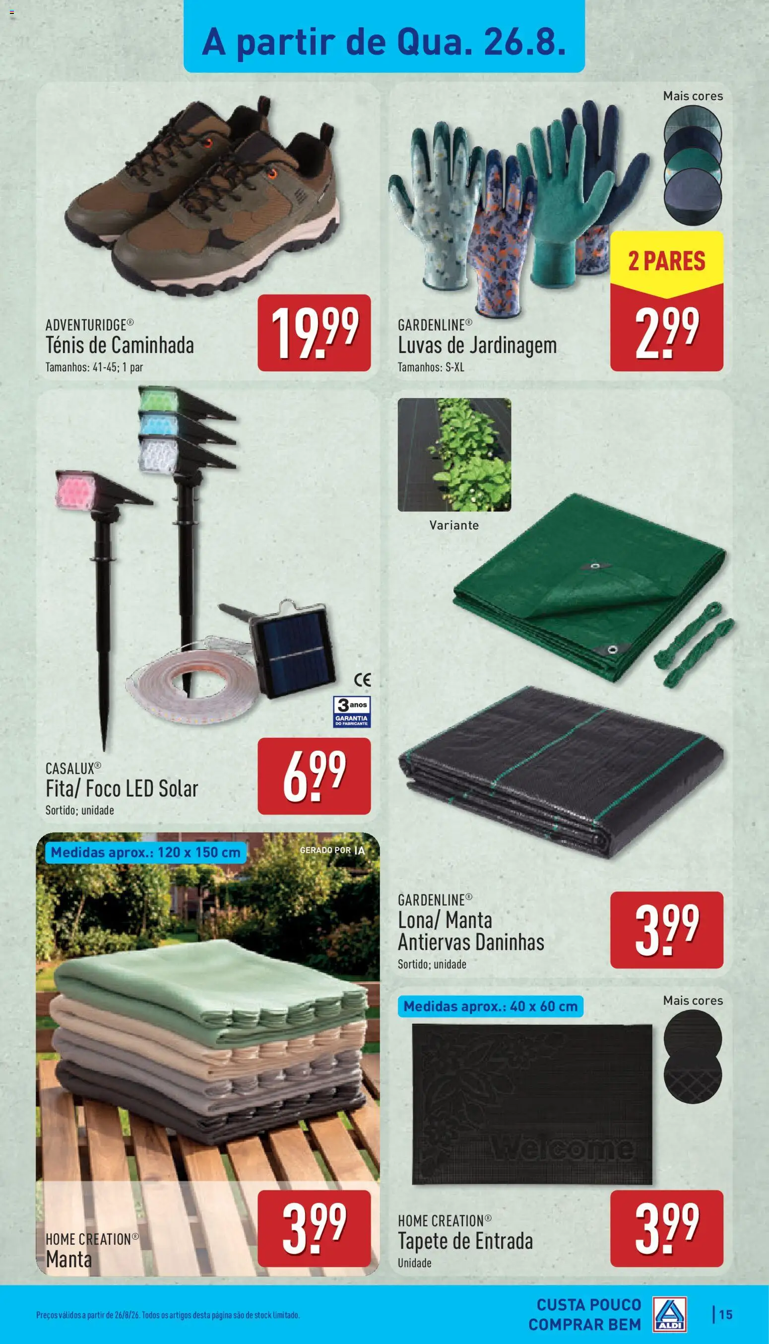 Aldi folheto │ válido de 24/08/2026 | Página: 15 | Produtos: Luvas, Manta, Tapete, Tapete de entrada