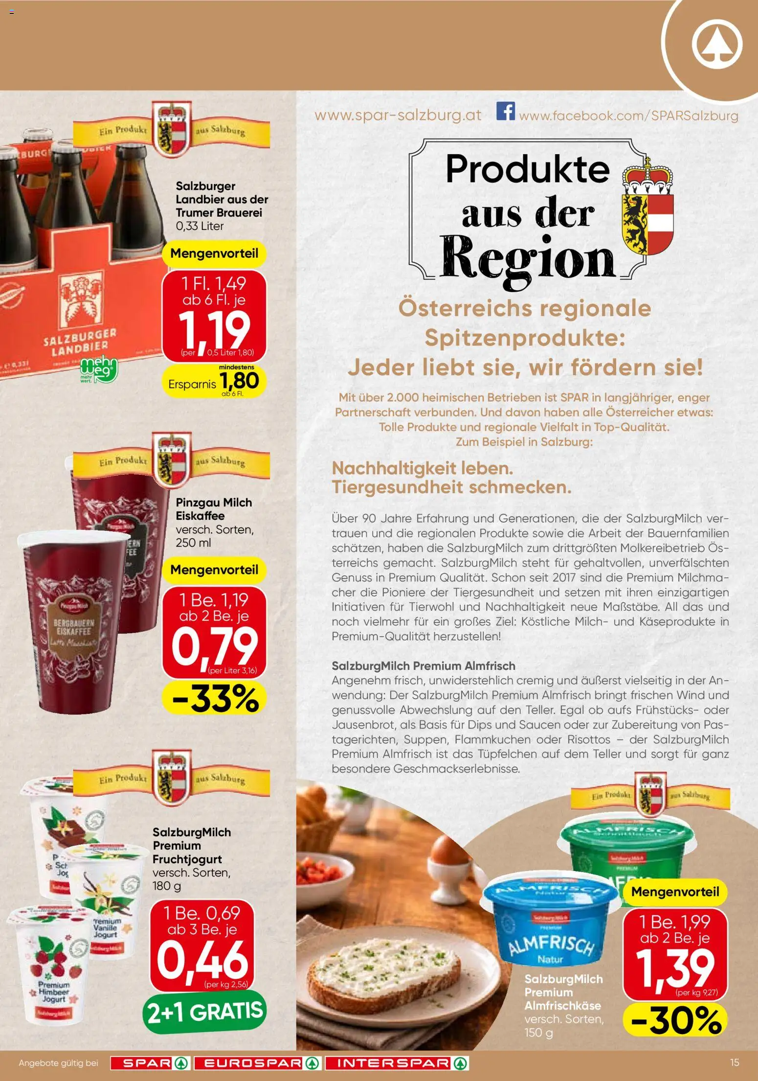 Spar Flugblatt - Salzburg gültig ab 18.06.2026 | Seite: 15 | Produkte: Milch