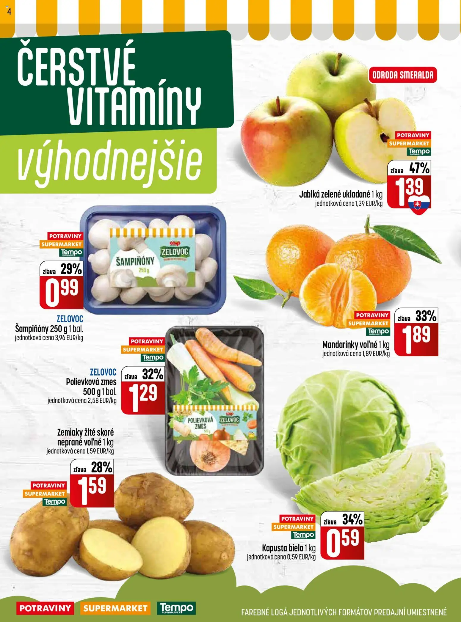 Nové COOP Jednota akcie – leták je platný od 30.04.2026 | Strana: 4 | Produkty: Kapusta, Jablká, Mandarinky, Zemiaky