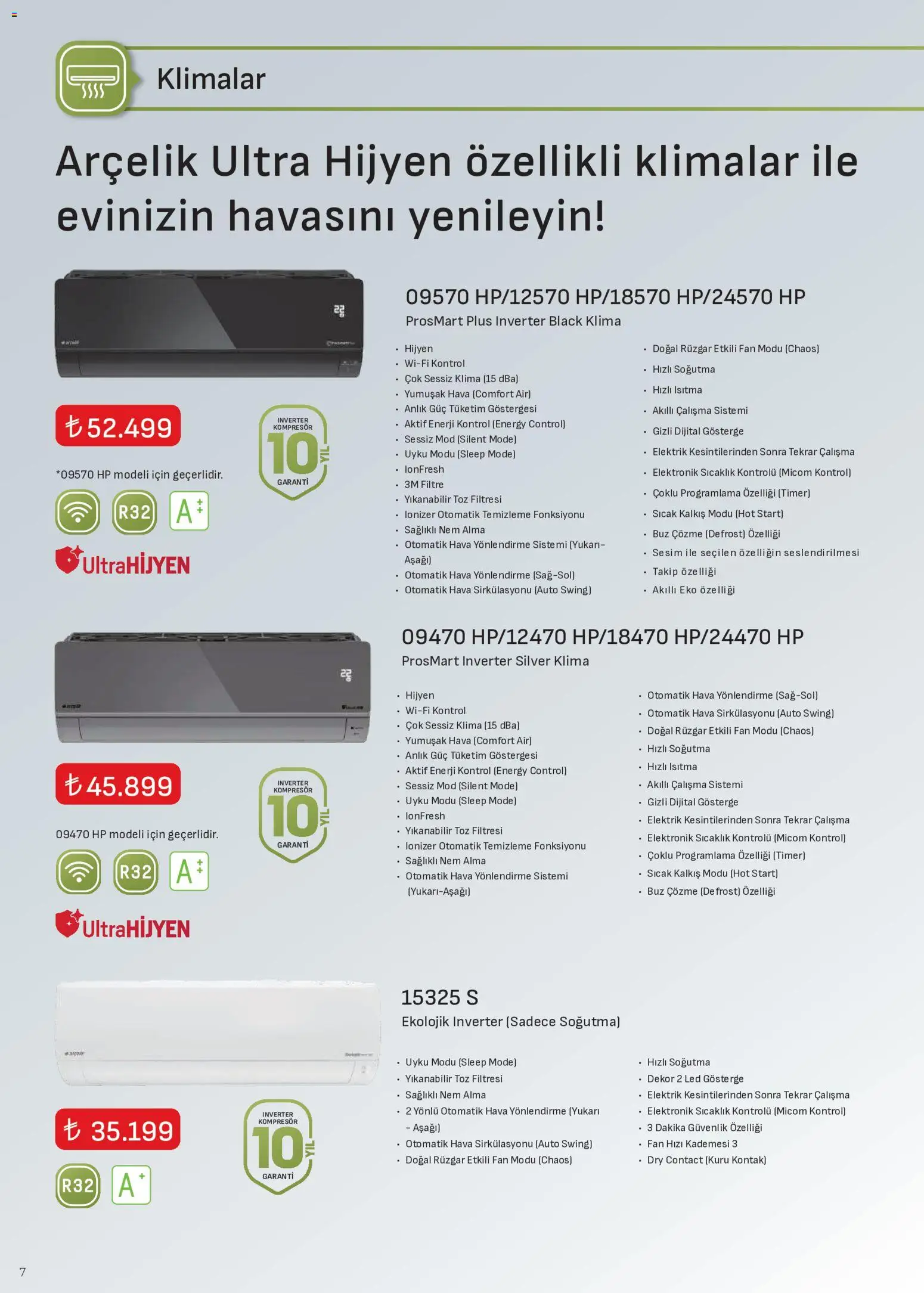 Arçelik - İklimlendirme Kataloğu - 01 Eylül 2026 tarihinden itibaren geçerlidir | Sayfa: 8 | Ürünler: Klima, Fan