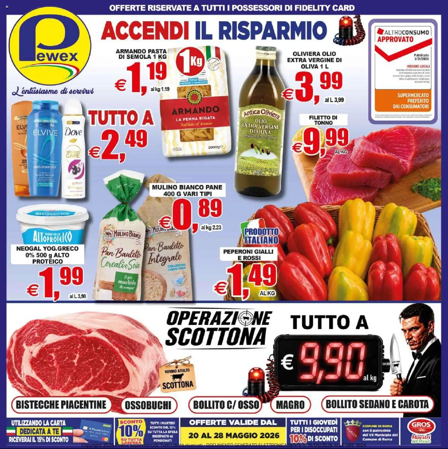 Volantino Pewex del 20.05.2026 | Pagina: 1 | Prodotti: Bovino, Sedano, Olio, Tonno