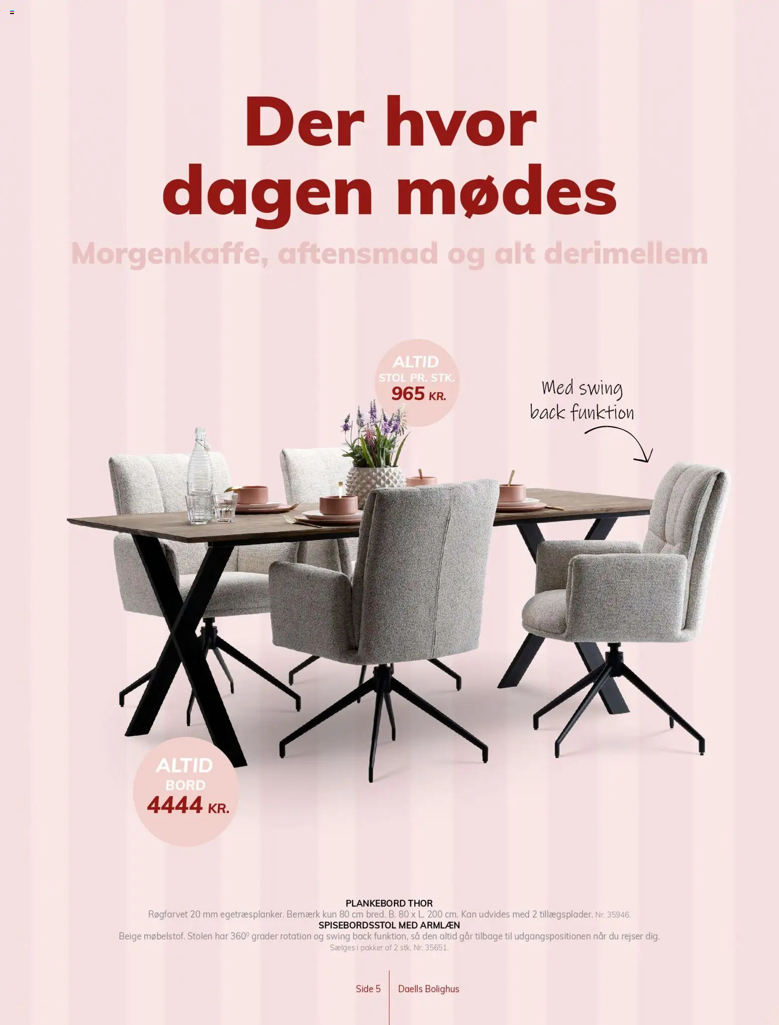 Daells Bolighus tilbudsavis – gyldig fra 15/04/2026 | Side: 5 | Produkter: Bord, Stol