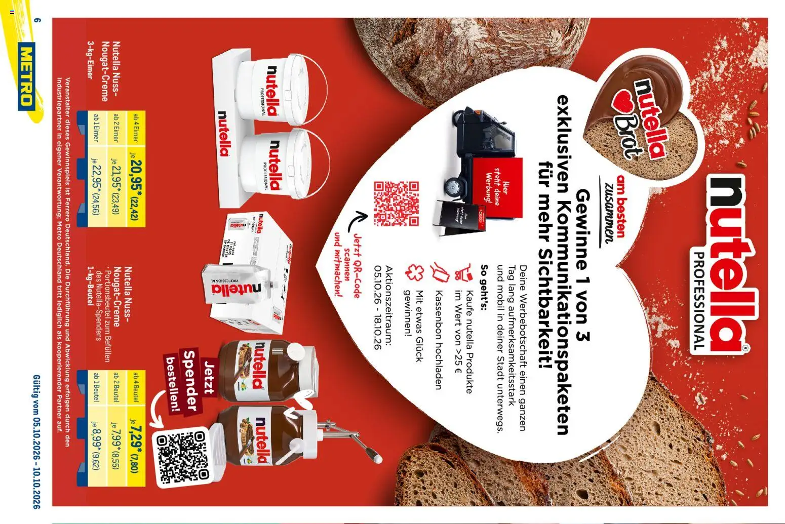 Metro Marken für Profis – gültig ab 05.10.2026 | Seite: 6 | Produkte: Nutella, Brot