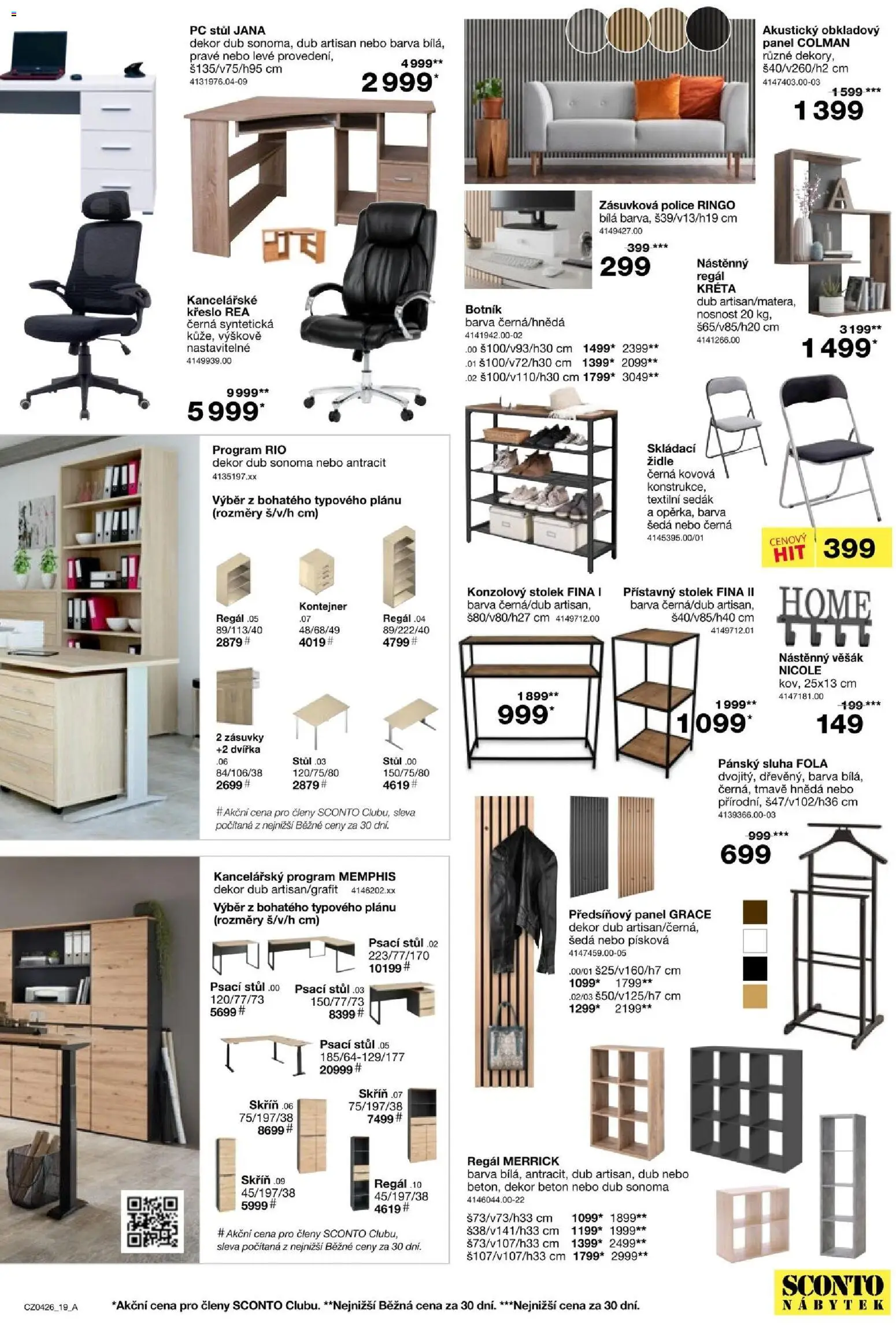 Sconto nábytek leták od 04.03.2026 | Strana: 19 | Produkty: Nábytek, Židle, Police, Věšák