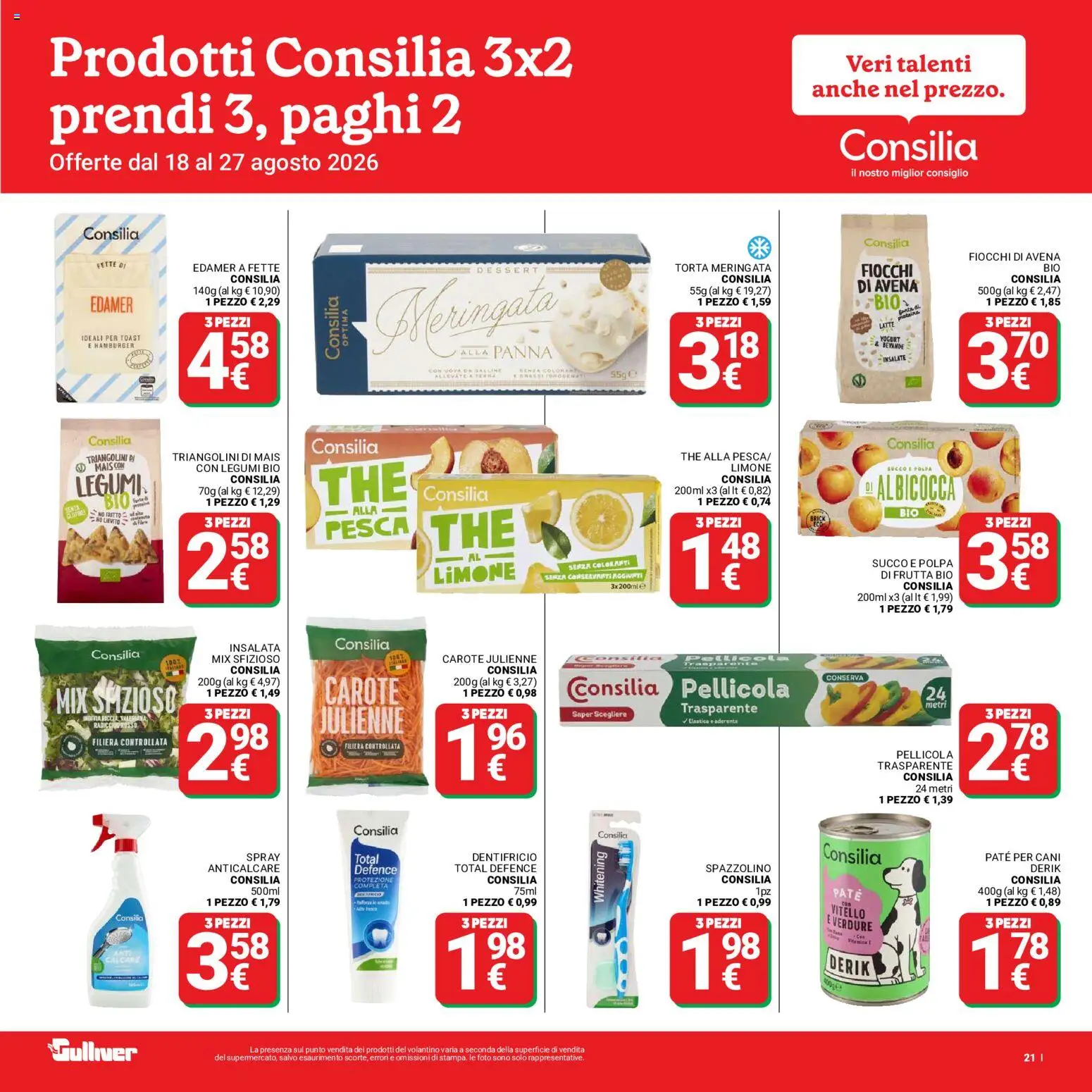 Volantino Gulliver del 18/08/2026 | Pagina: 21 | Prodotti: Paté, Yogurt, Latte, Mais