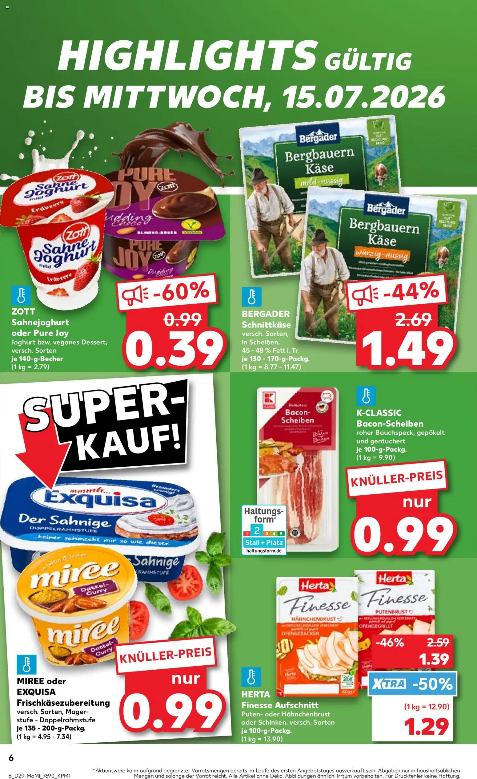 Kaufland Prospekt Speyer – gültig ab 13.07.2026 | Seite: 6 | Produkte: Käse, Joghurt, Dattel, Herta finesse
