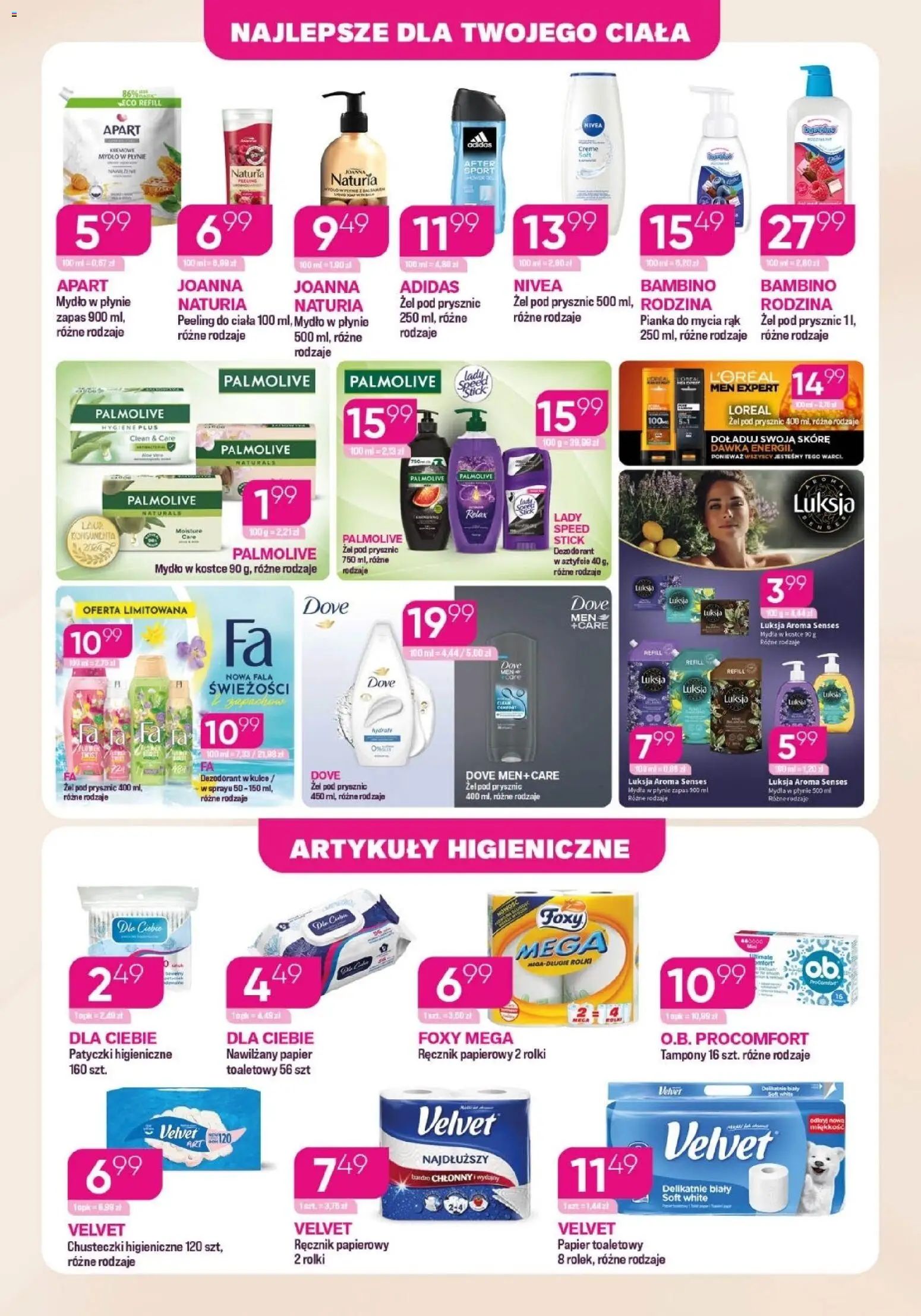 Koliber gazetka od 10.08.2026 | Strona: 5 | Produkty: Mydło w płynie, Tampony, Chusteczki higieniczne, Mydło