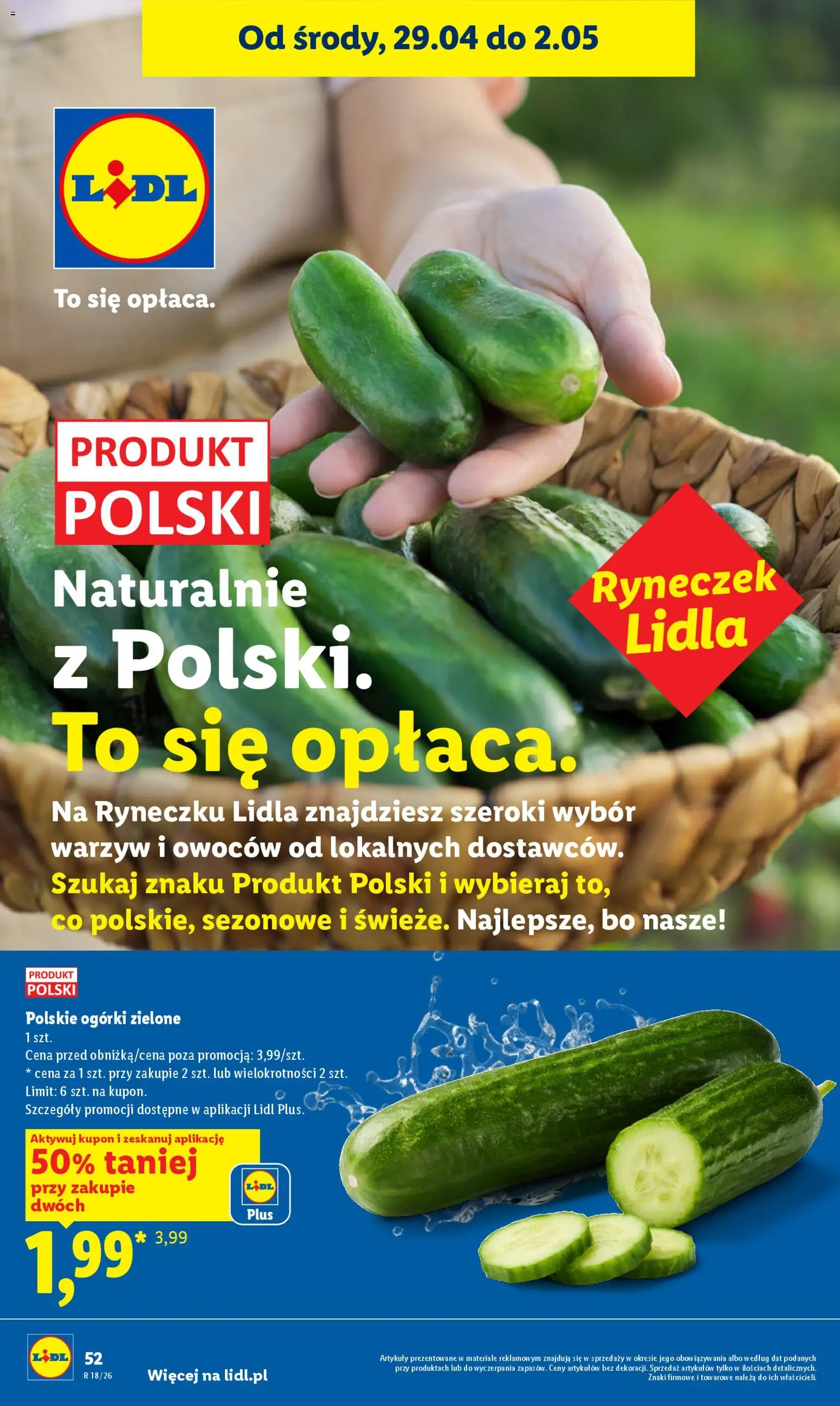 Lidl gazetka od 29.04.2026 | Strona: 52 | Produkty: Ogórki