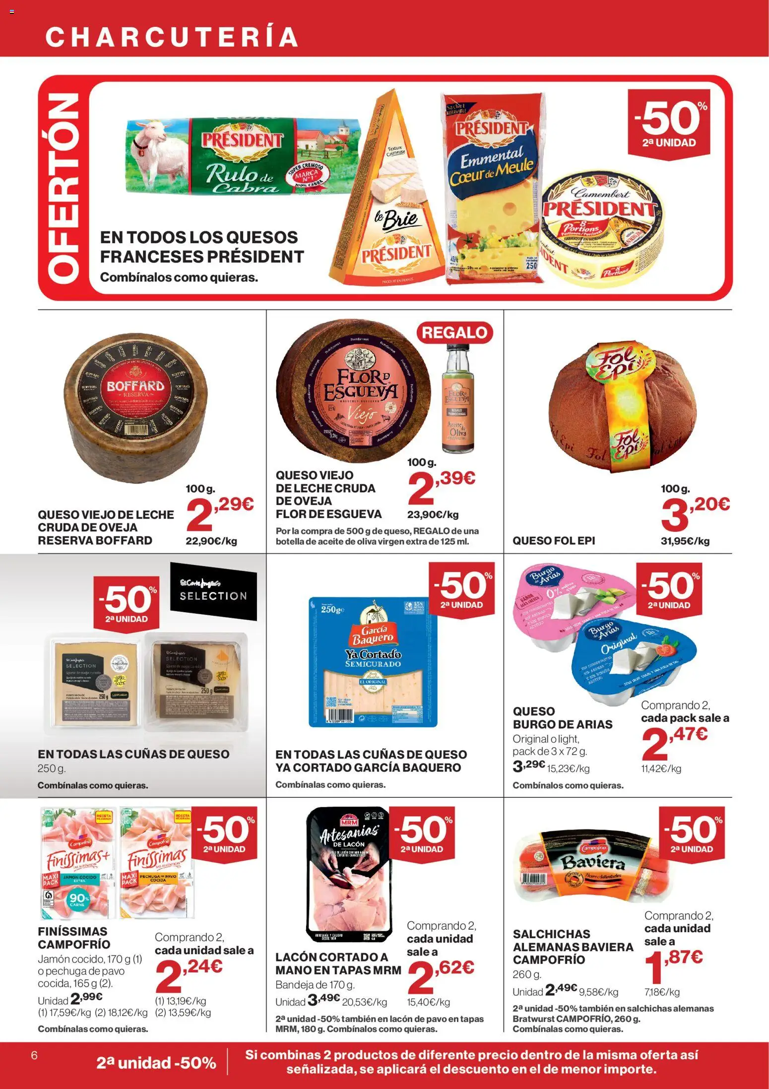 El Corte Inglés ofertas │ válido desde el 10/09/2026 | Página: 6 | Productos: Aceite de oliva virgen extra, Bratwurst, Bandeja, Salchichas