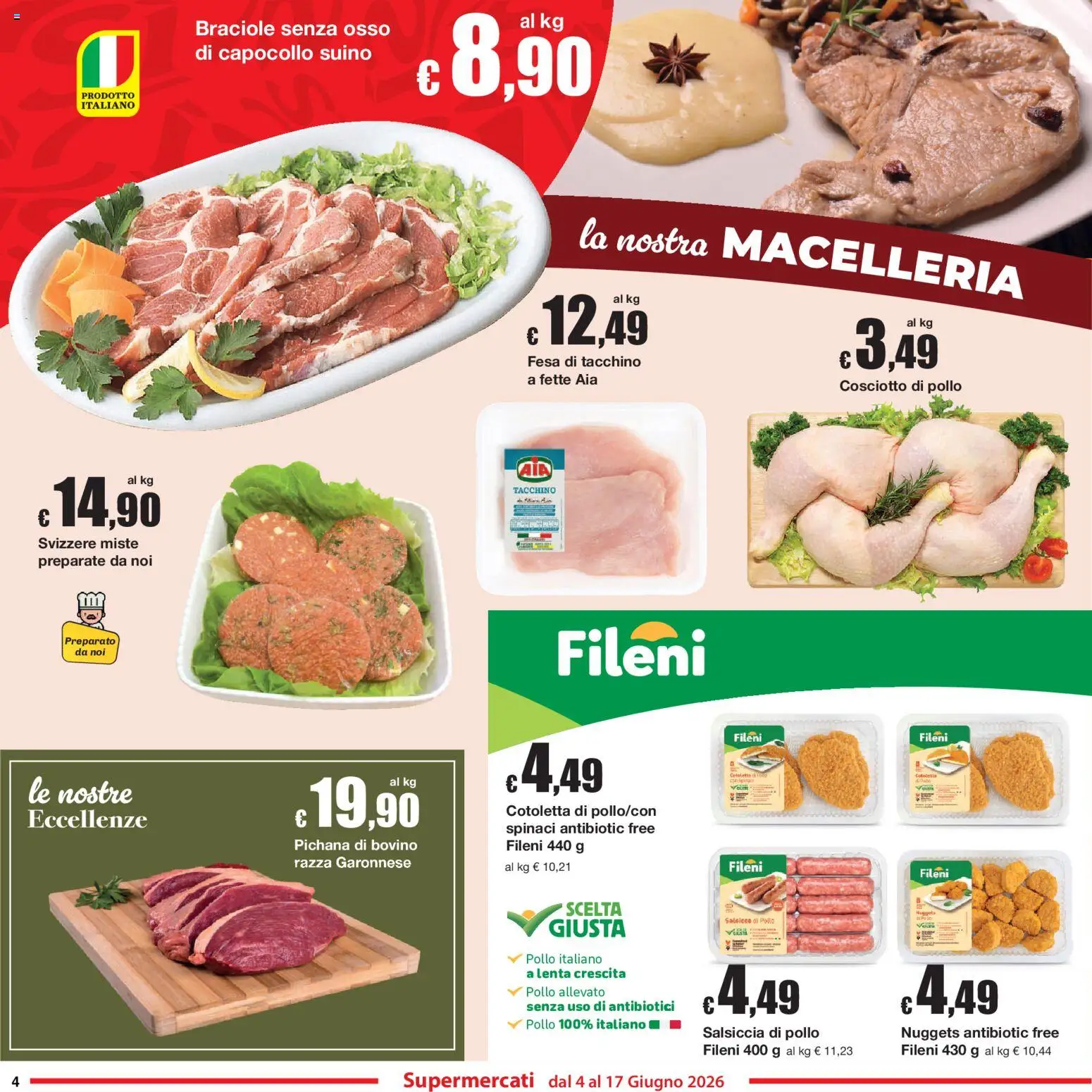 Volantino Sì con Te del 04.06.2026 | Pagina: 4 | Prodotti: Nuggets, Tacchino, Salsiccia, Spinaci