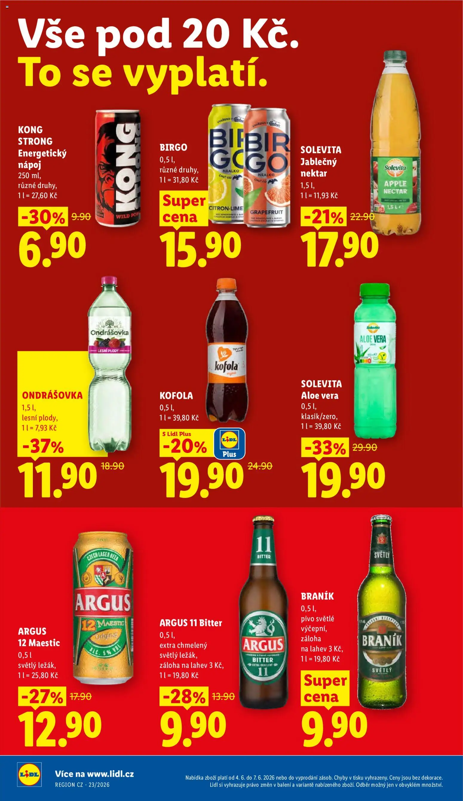 Lidl leták od 04.06.2026 | Strana: 20 | Produkty: Ondrášovka, Pivo, Braník, Aloe vera