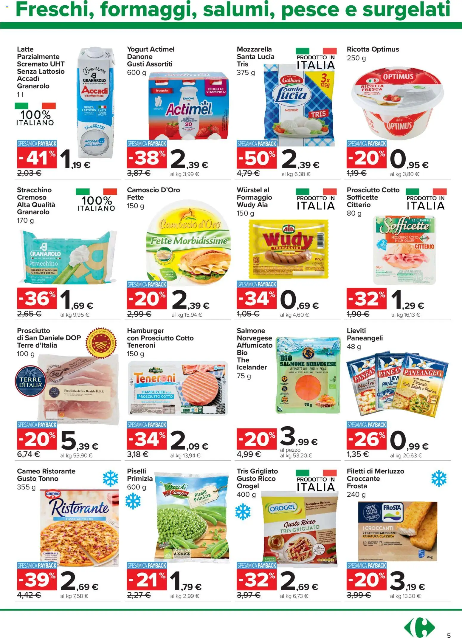 Volantino Carrefour del 22/10/2026 | Pagina: 5 | Prodotti: Merluzzo, Mozzarella, Latte, Senza lattosio