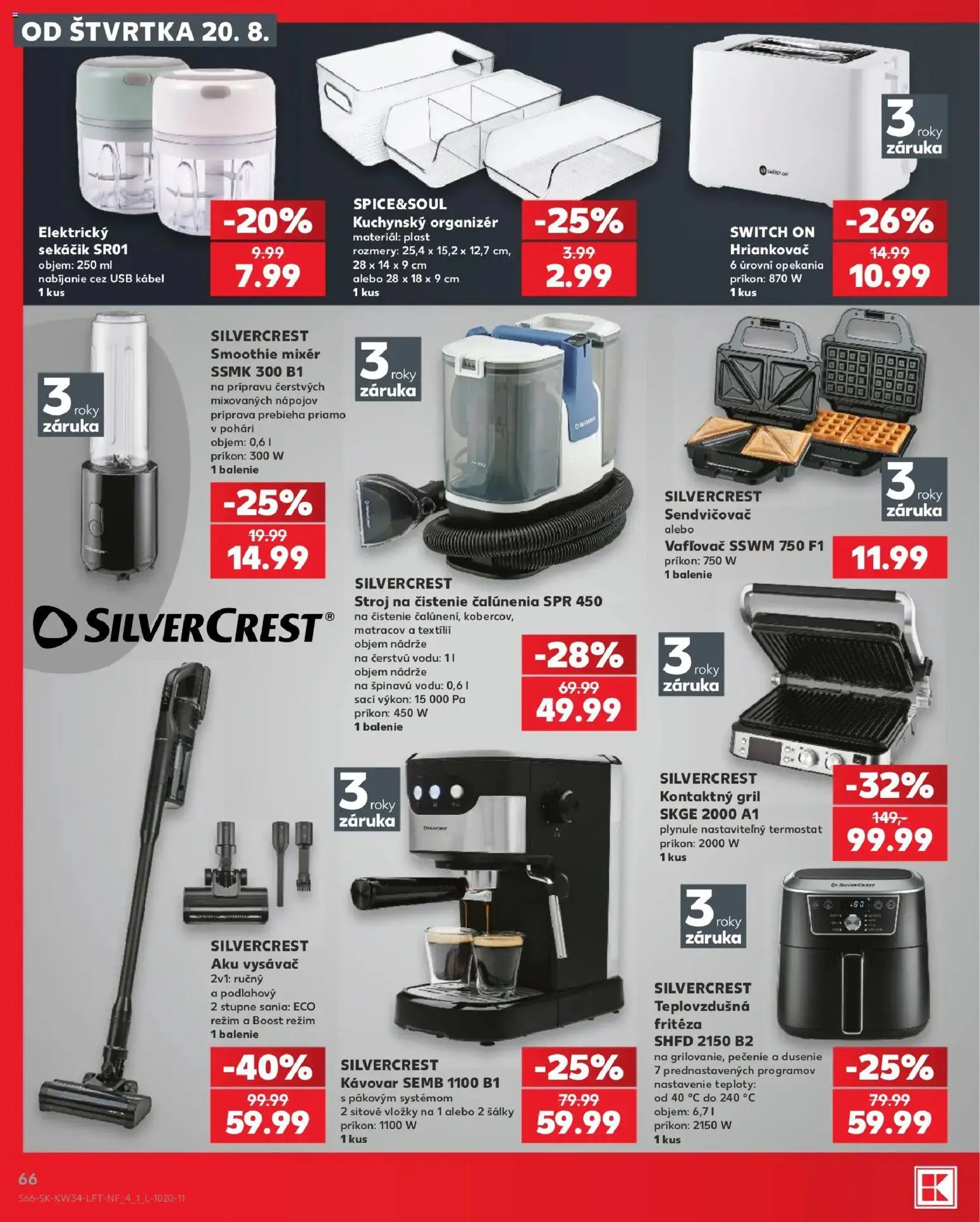 Nové Kaufland akcie – leták je platný od 20.08.2026 | Strana: 66 | Produkty: Gril, Organizér, Fritéza, Termostat