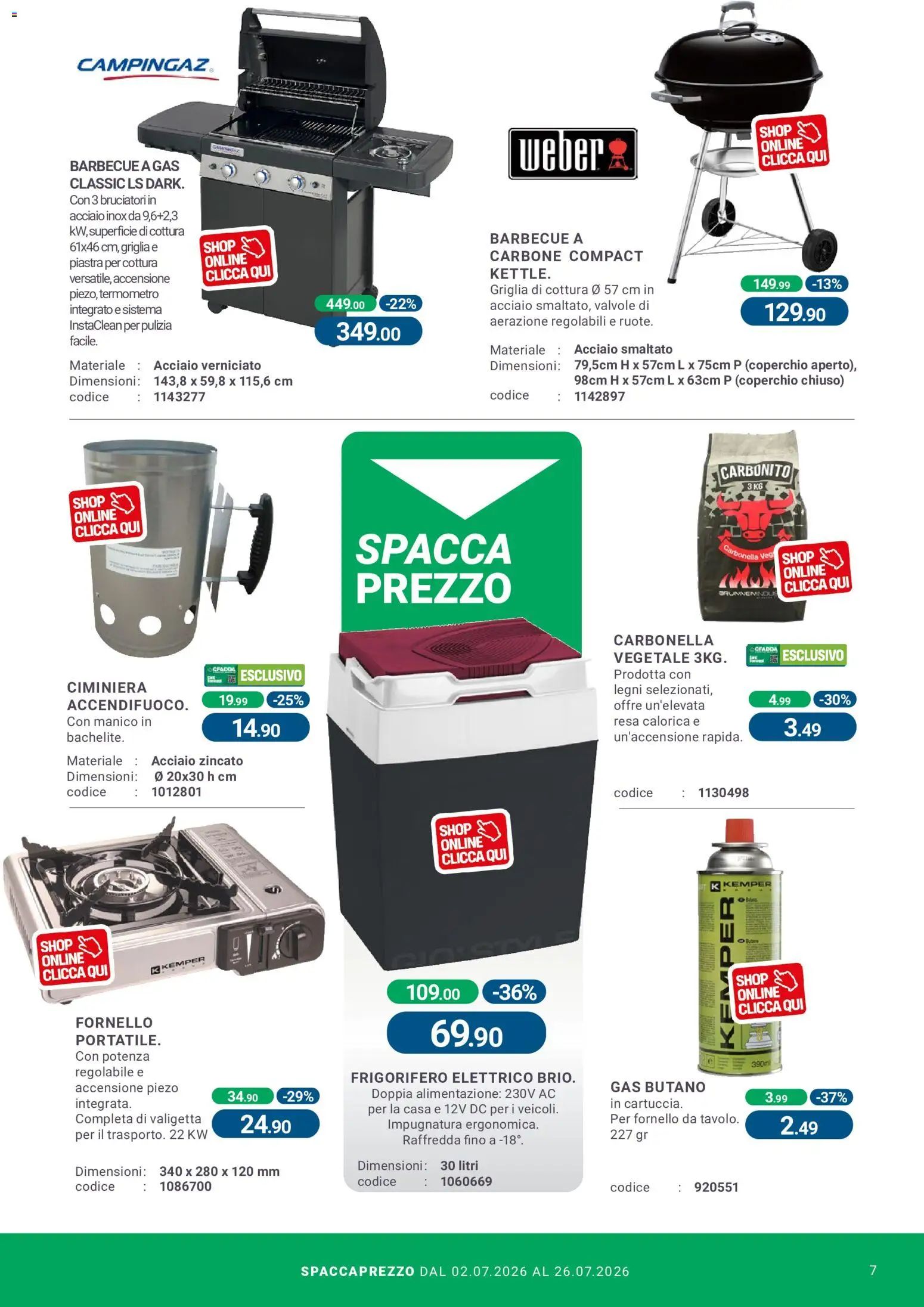 Volantino CFadda del 02/07/2026 | Pagina: 7 | Prodotti: Barbecue, Frigorifero, Termometro, Valigetta