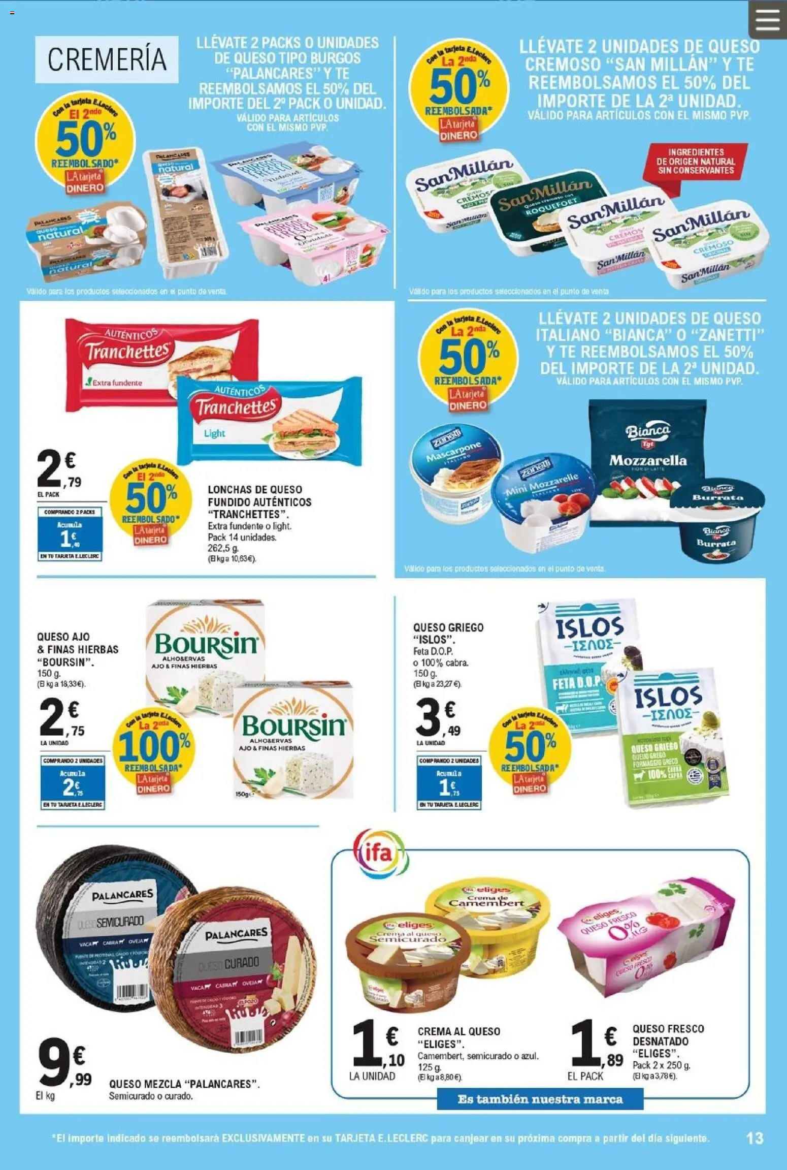 E.Leclerc folleto │ válido desde el 11/03/2026 | Página: 13 | Productos: Γραβάτα, Queso, Queso fresco, Crema