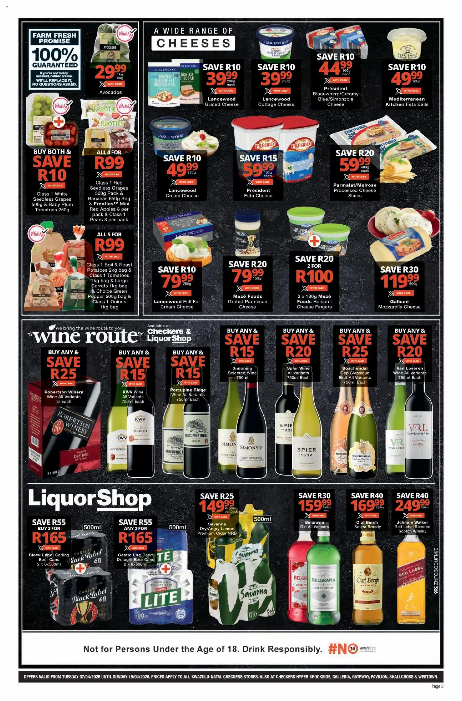 New Checkers catalogue – valid from 07.04.2026 | Page: 3 | Products: Wine, Tomatoes, Avocados, Pepper