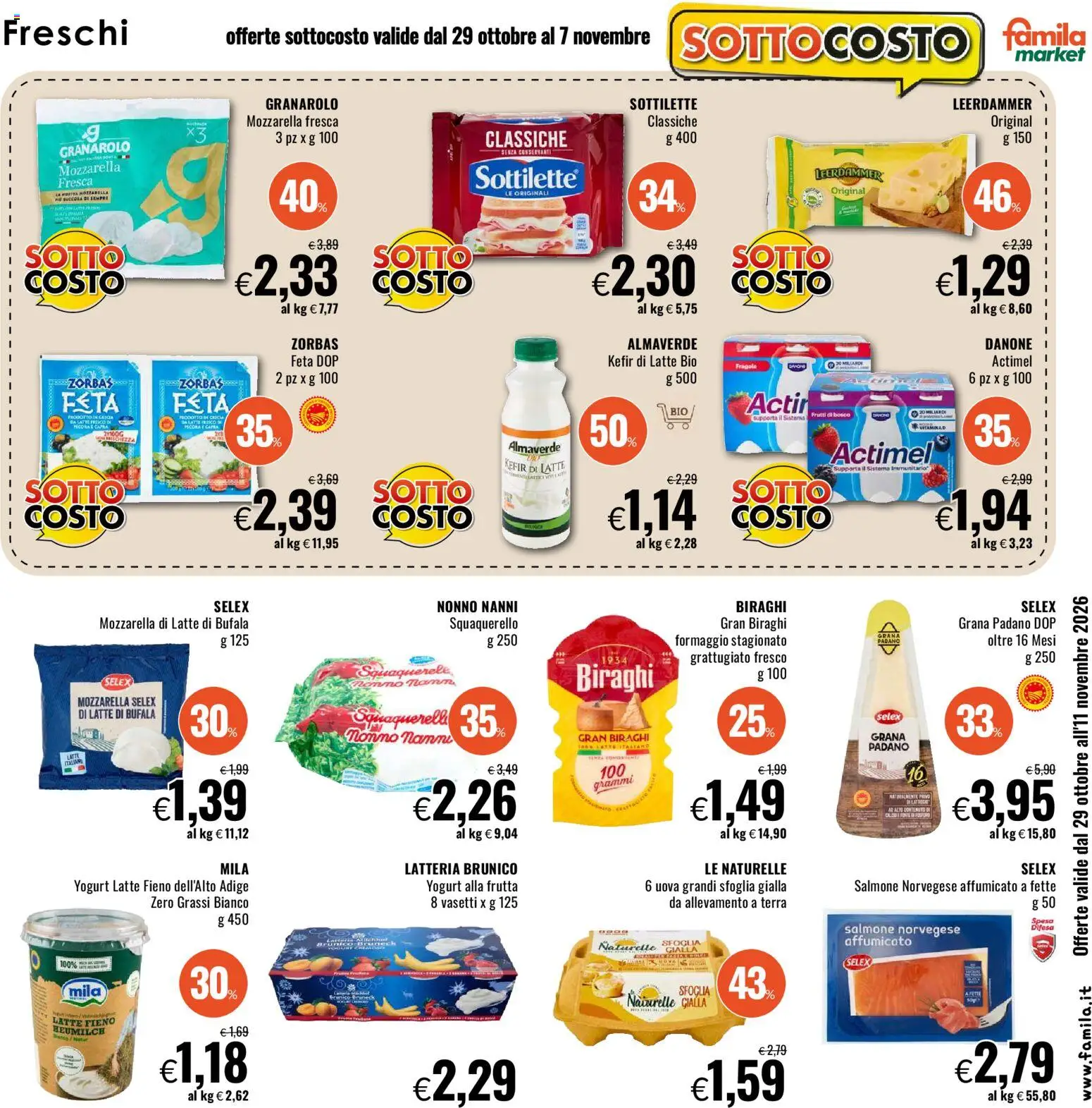 Volantino Famila del 29/10/2026 | Pagina: 3 | Prodotti: Frutti di bosco, Uova, Porta, Mozzarella