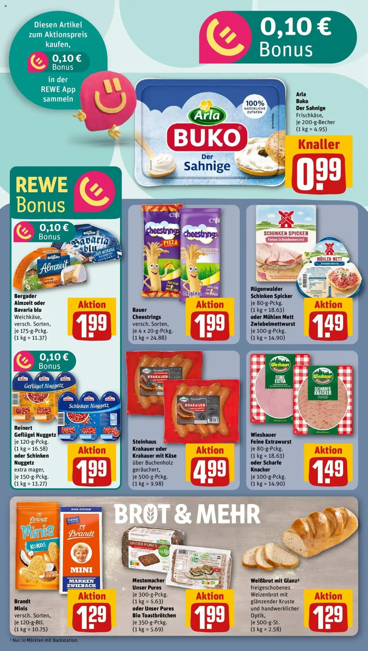 Rewe Prospekt Kyritz – gültig ab 01.06.2026 | Seite: 18 | Produkte: Mozzarella, Arla buko, Schinken, Pizza