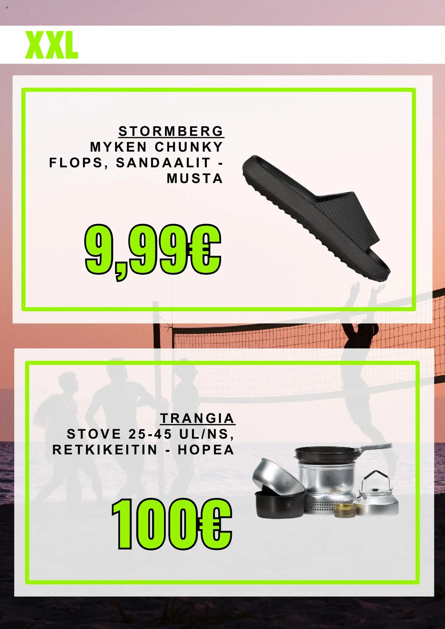 XXL tarjoukset – voimassa 19/06/2026 alkaen | Sivu: 4 | Tuotteet: Retkikeitin, Sandaalit, Trangia