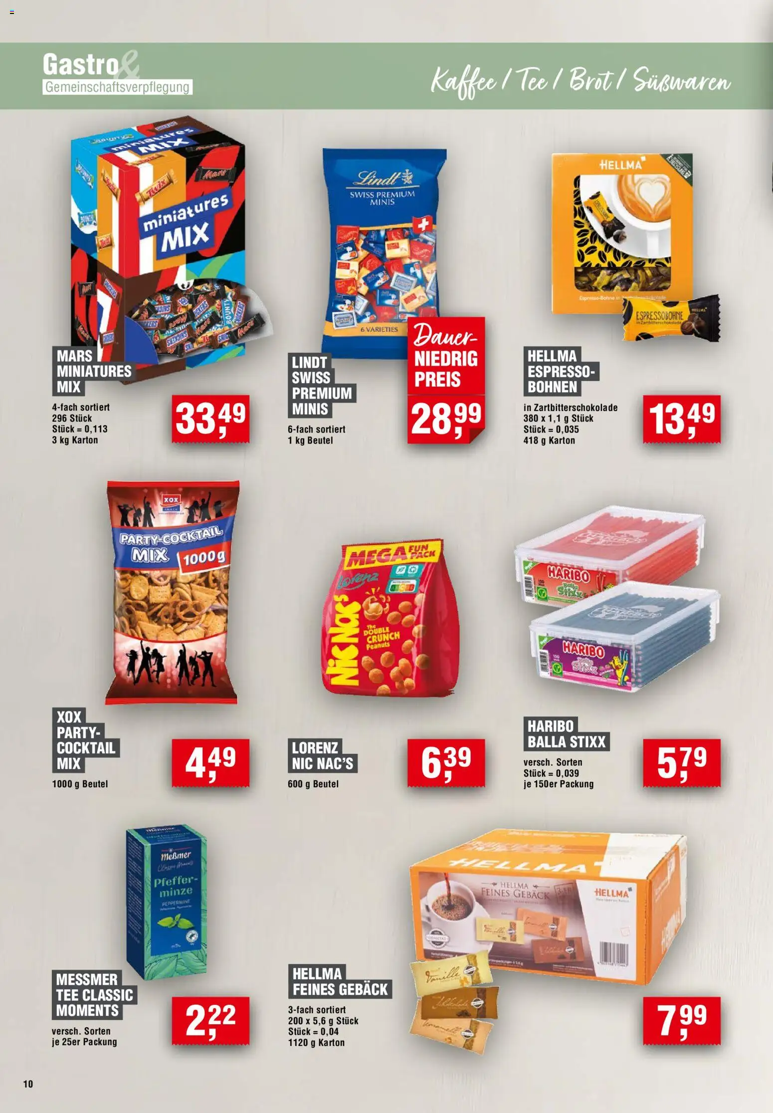Handelshof Gastro & GV – gültig ab 01.09.2026 | Seite: 10 | Produkte: Haribo, Brot, Tee, Lindt